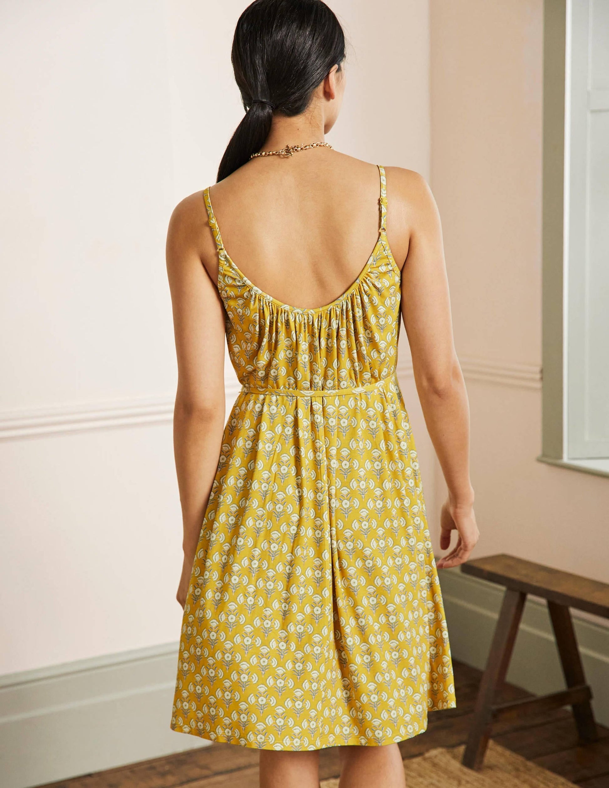 Strappy Jersey Dress-Olive Oil, Poppy Geo-3