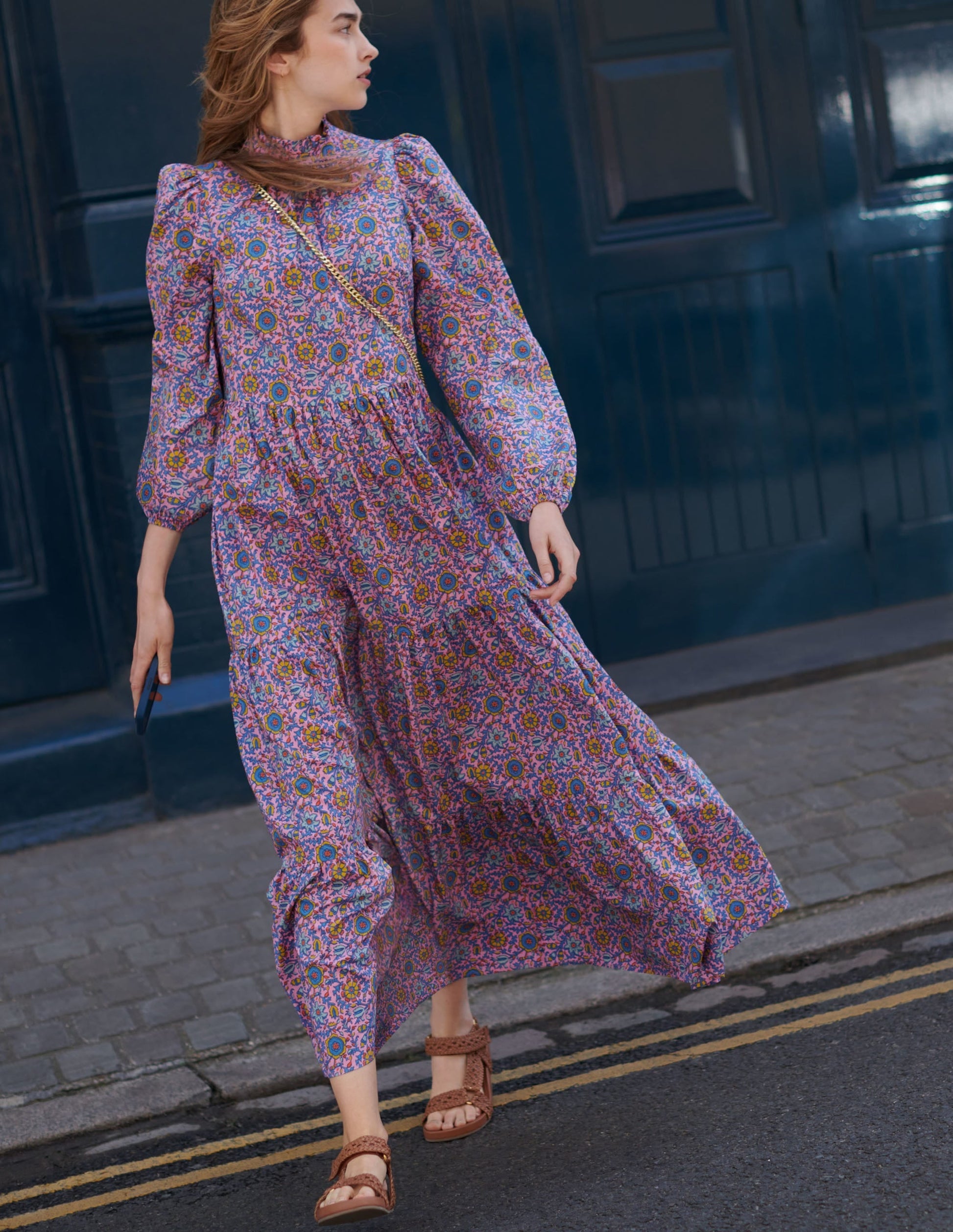 Mutton Sleeve Maxi Dress-Cherry Blossom, Enchanting-6