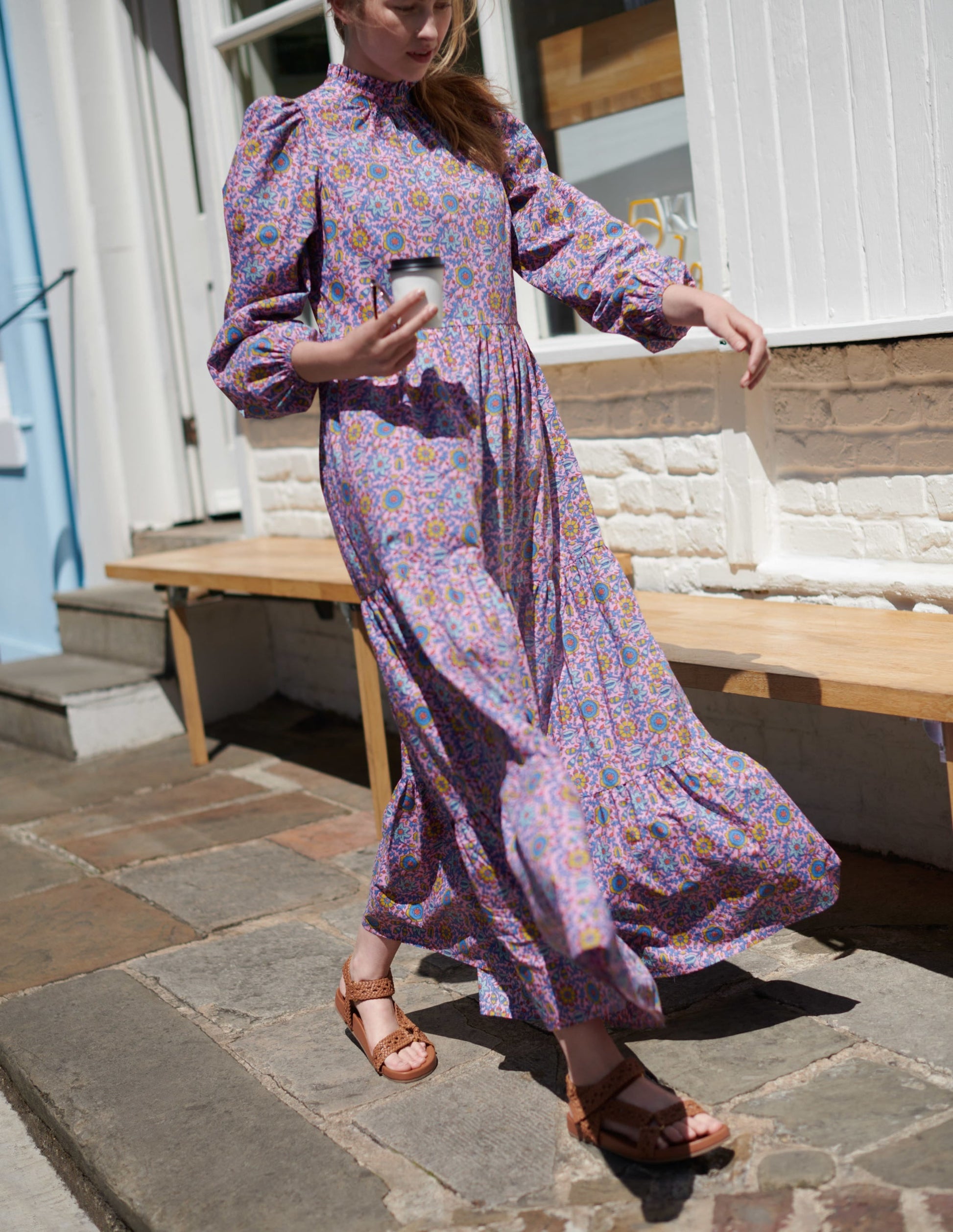 Mutton Sleeve Maxi Dress-Cherry Blossom, Enchanting-7