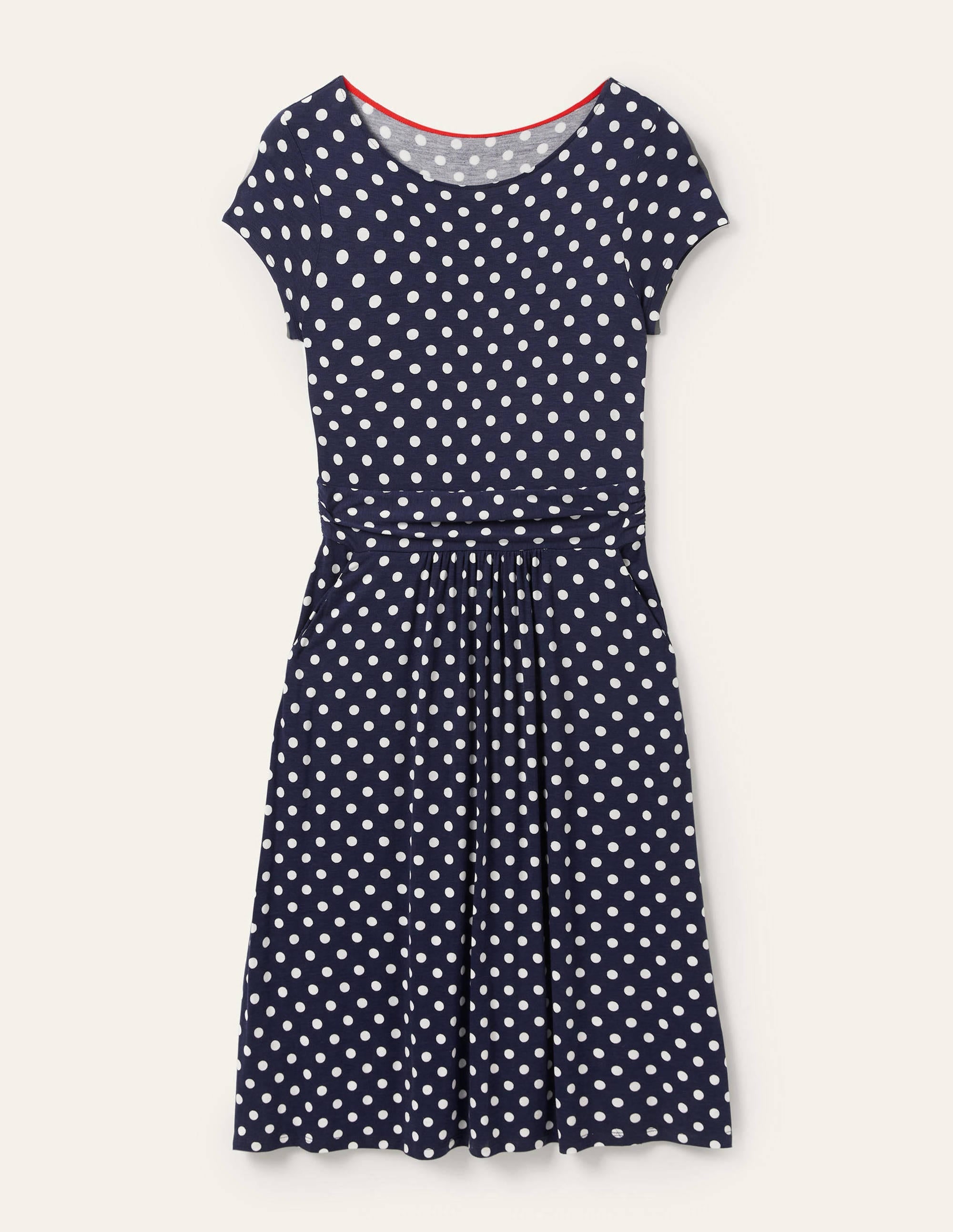 Amelie Jersey Dress-Navy Spot - Image 5
