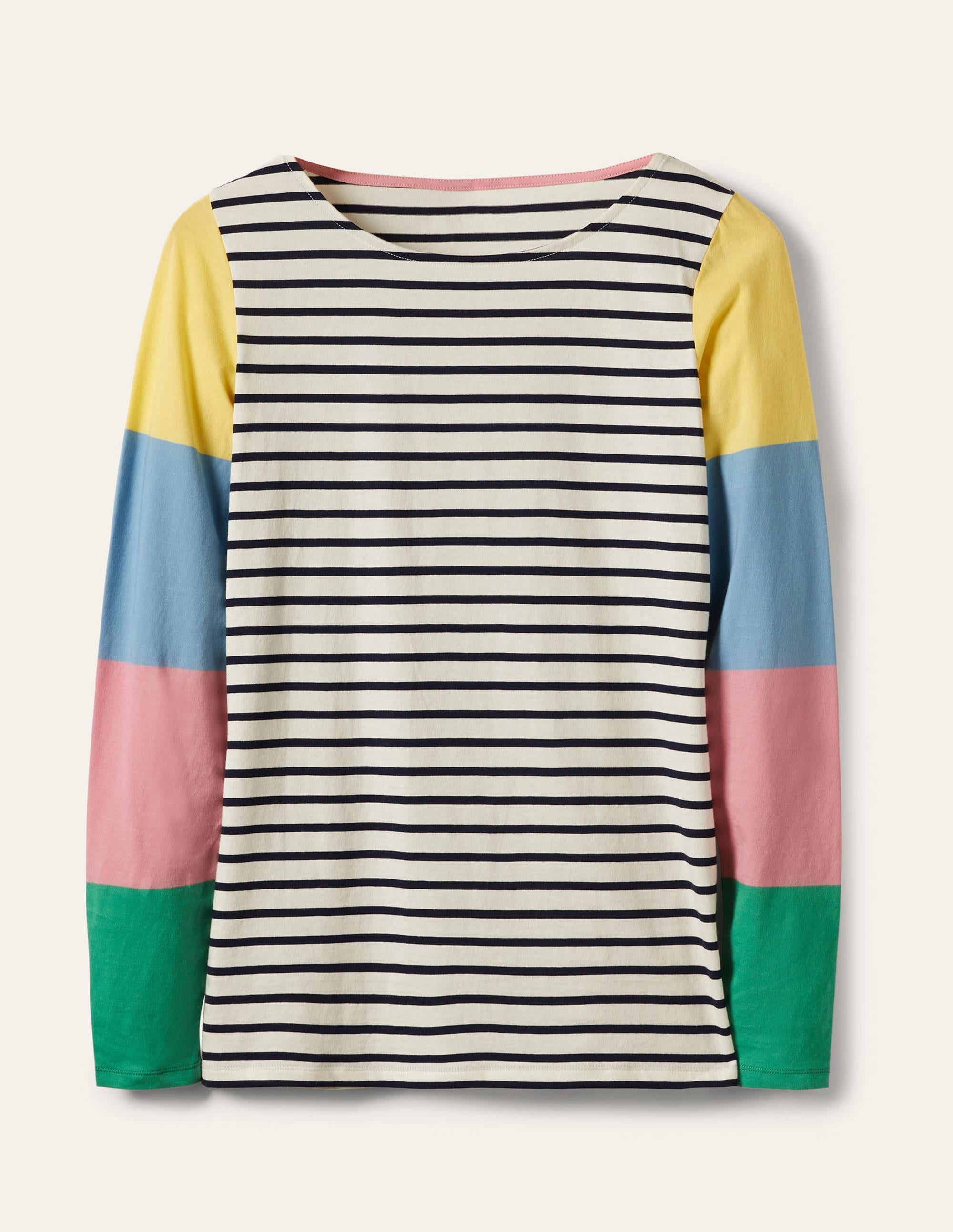 Long Sleeve Breton Top-Lemon / Formica Pink Stripe - Image 5