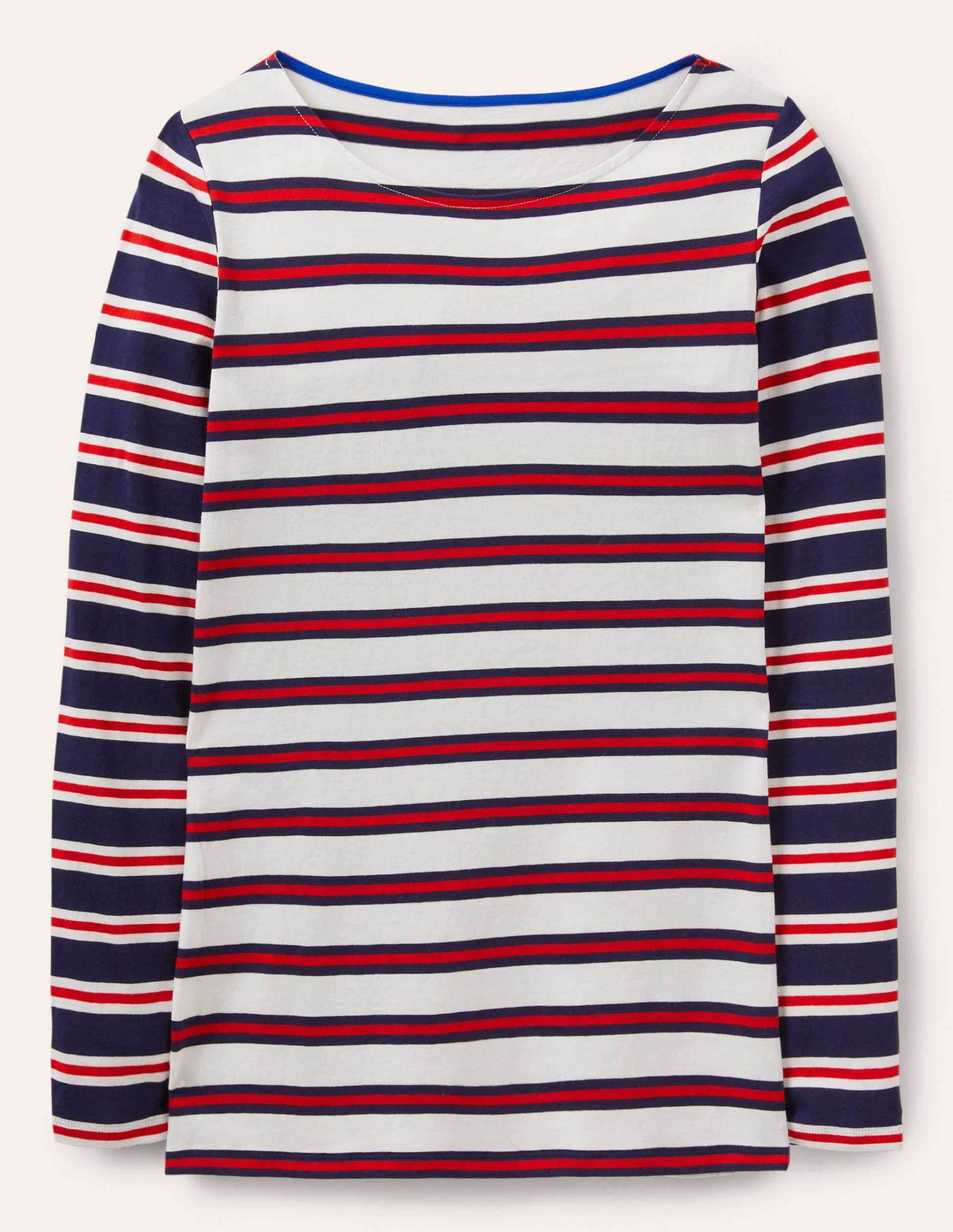 Long Sleeve Breton Top-Ivory, Red and Navy Stripe-5
