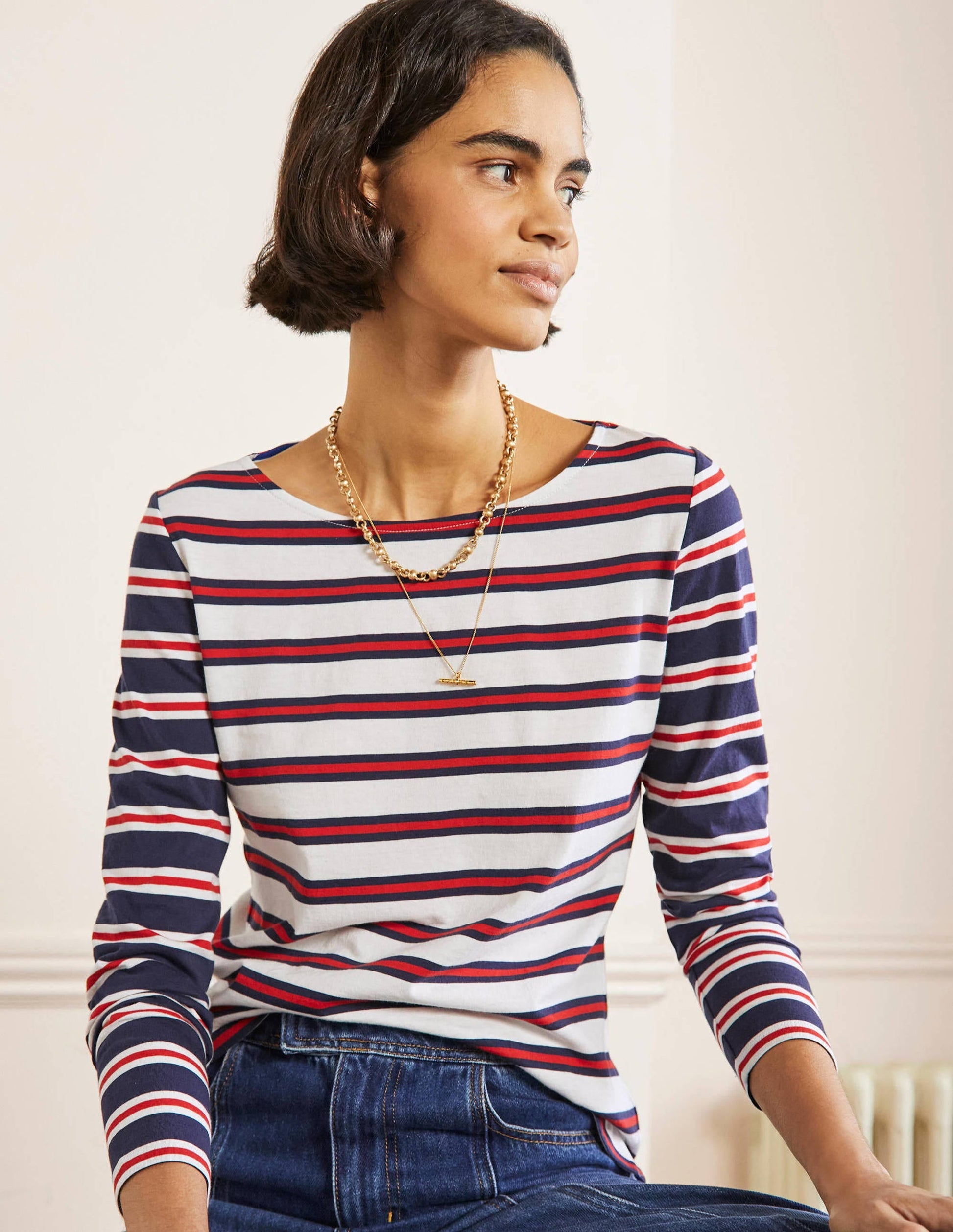 Long Sleeve Breton Top-Ivory, Red and Navy Stripe-4