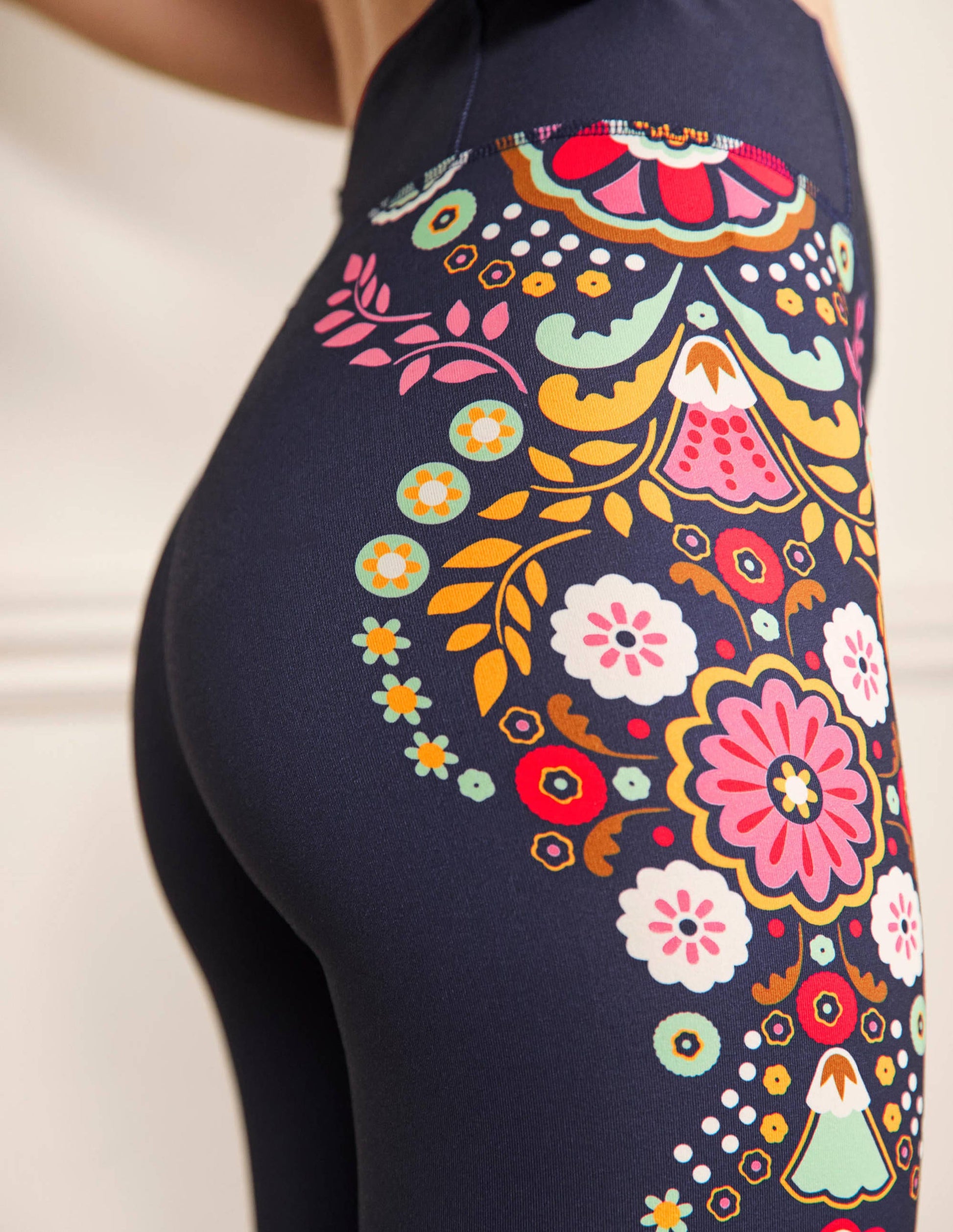 High Waisted Leggings-Navy, Opulent Garden-2