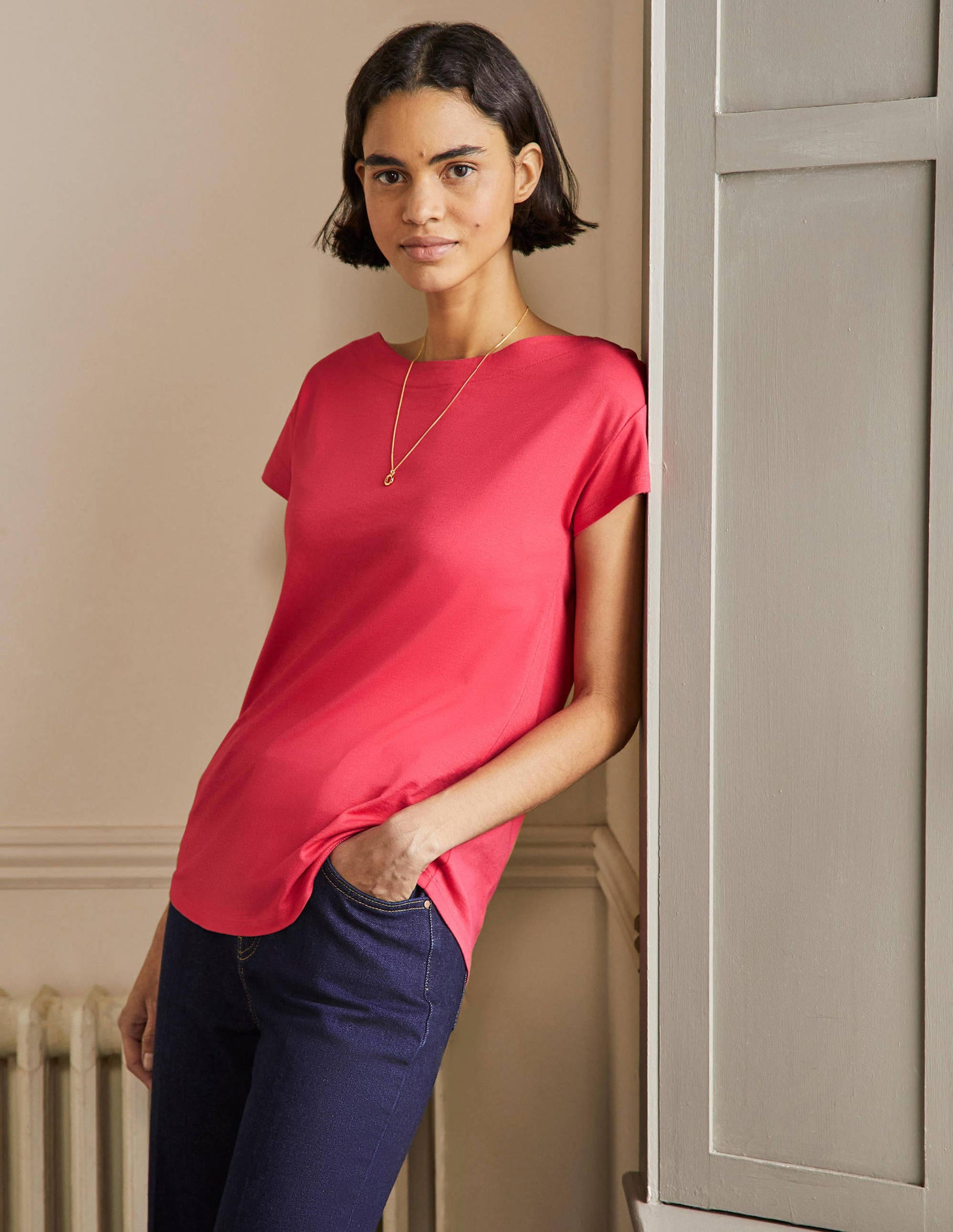 Supersoft Boat Neck T-Shirt-Radish-4