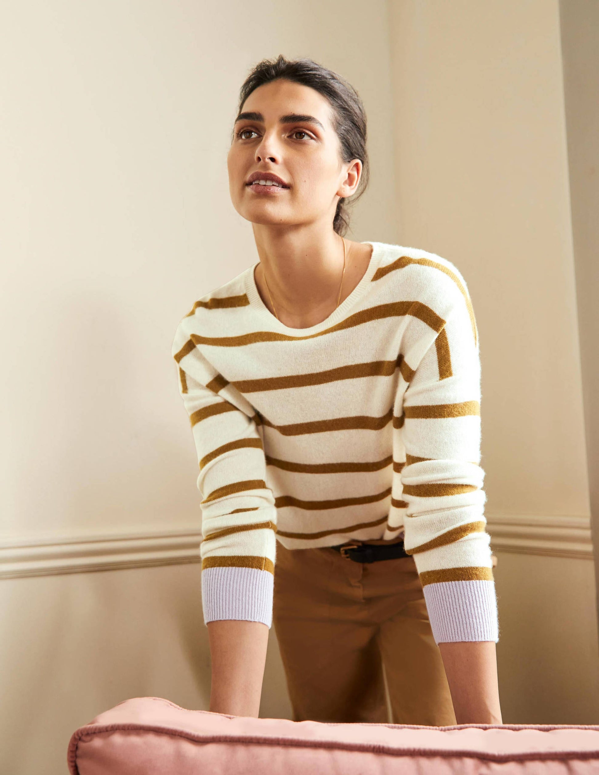 Striped Cashmere Jumper-Ivory Melange Stripe-4