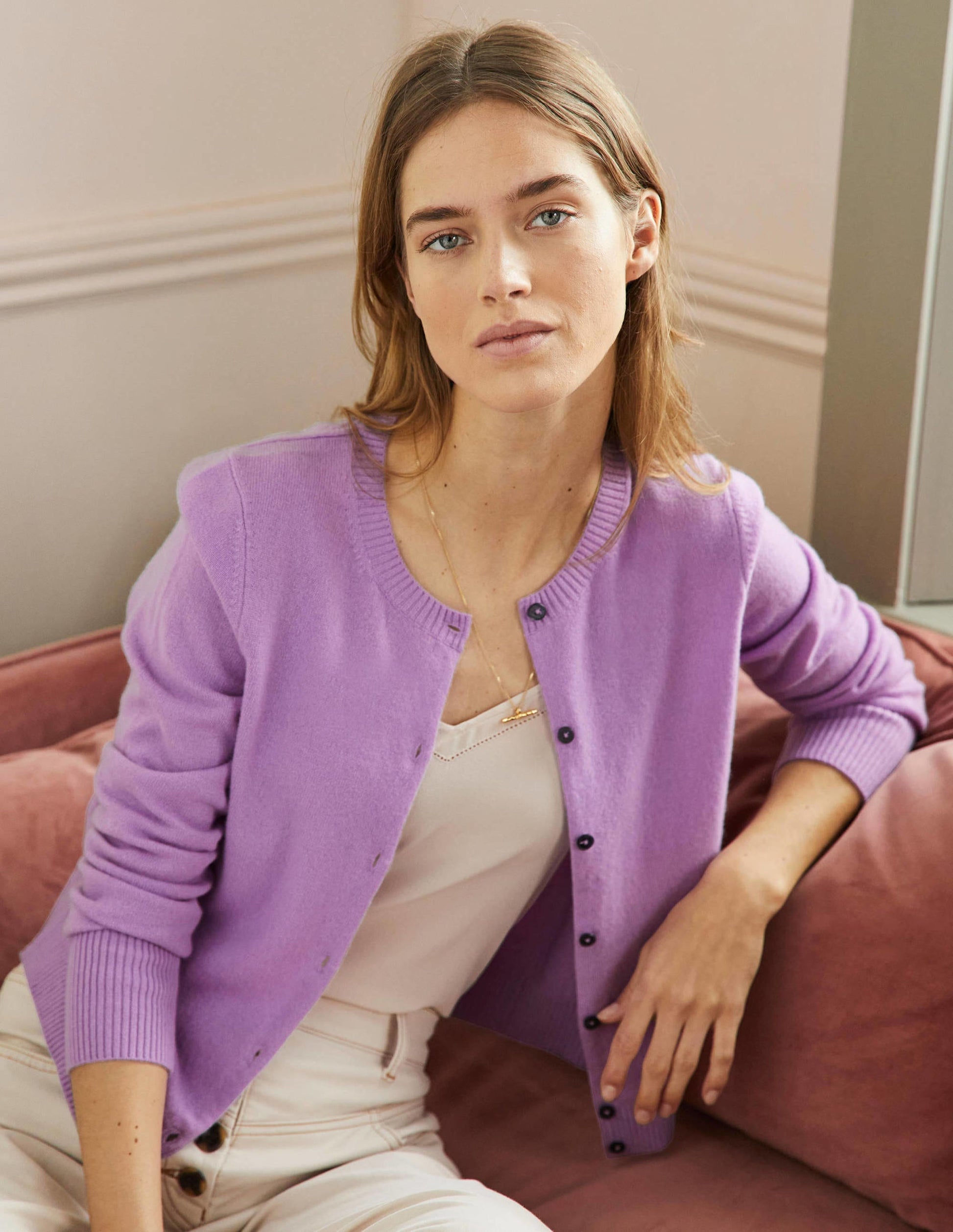 Cashmere Cropped Cardigan-African violet-1