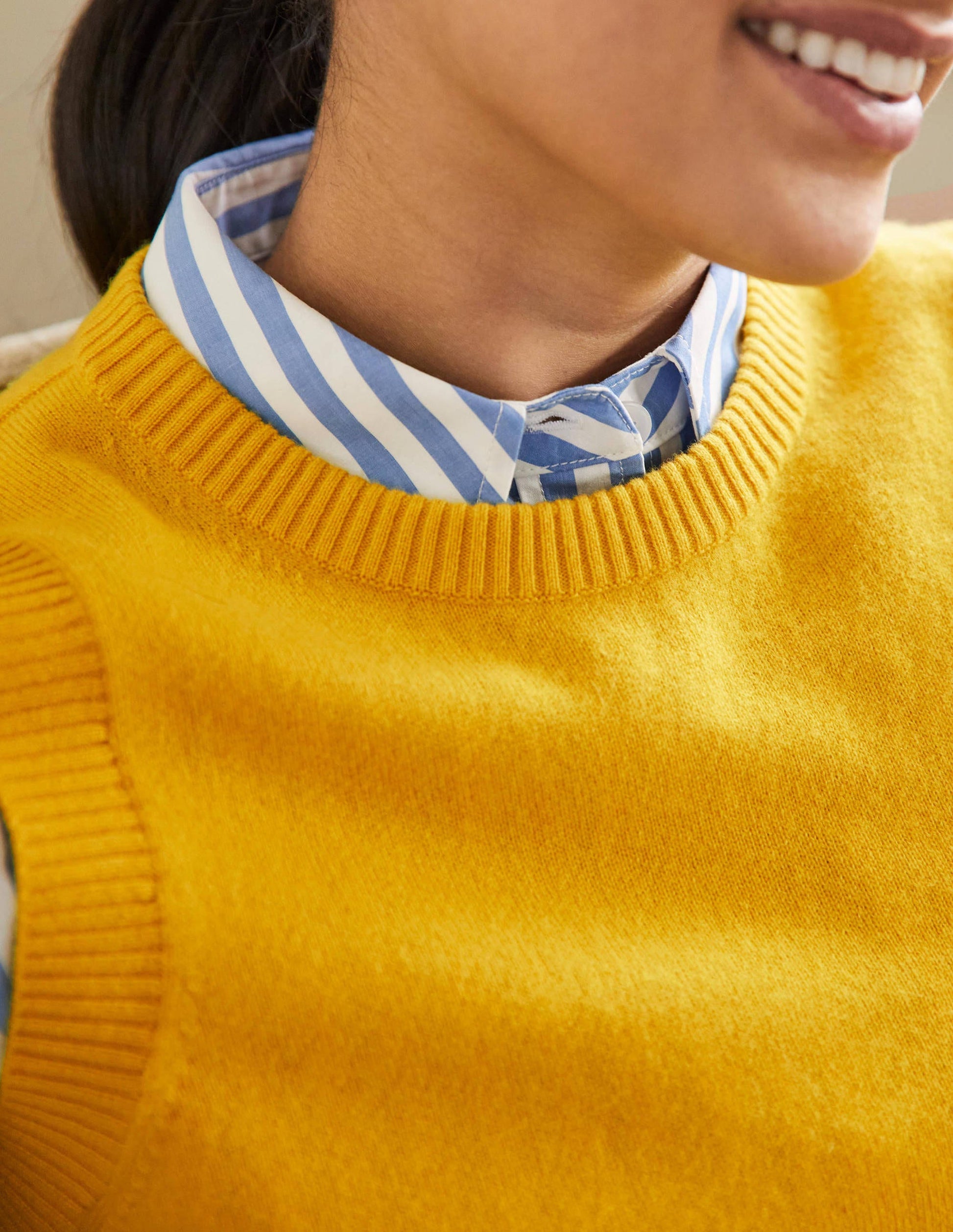 Cashmere Knitted Tank Top-Citrine Yellow-2