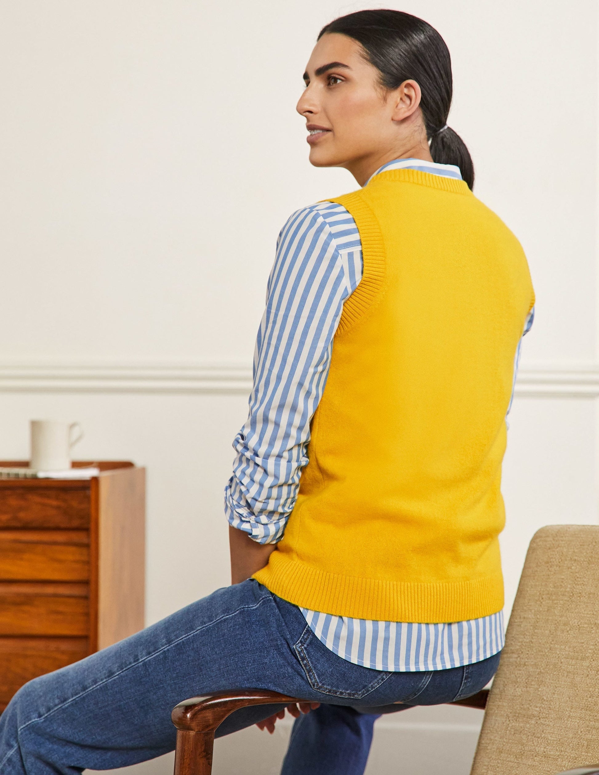 Cashmere Knitted Tank Top-Citrine Yellow-3