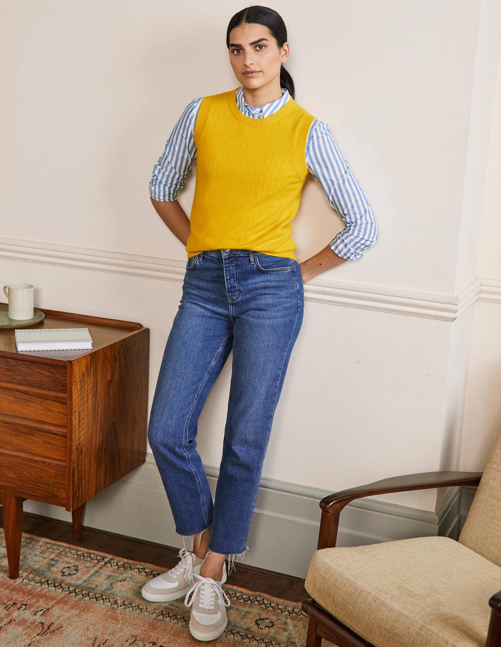 Cashmere Knitted Tank Top-Citrine Yellow-4