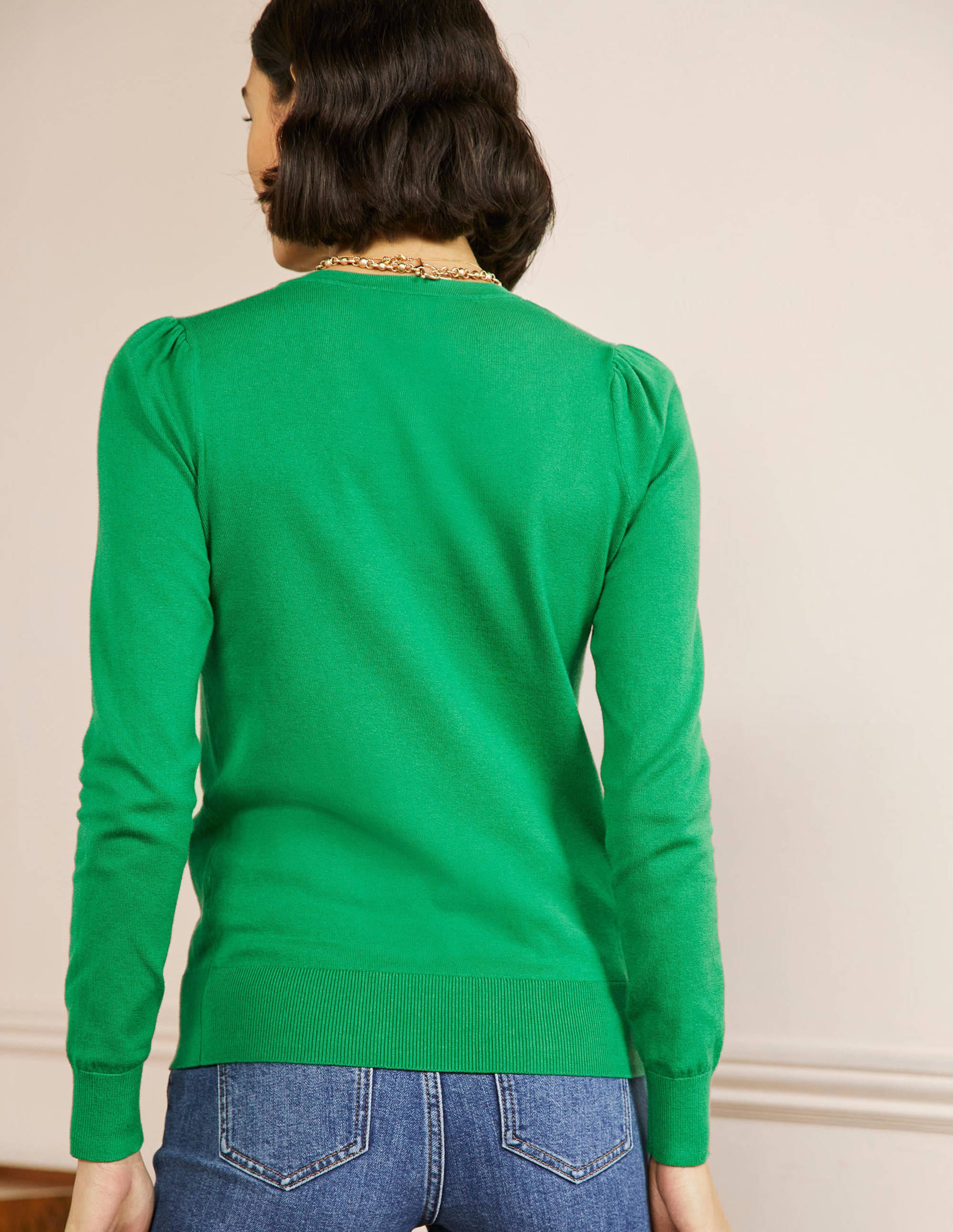 Cotton Crew Neck Jumper-Highland Green - Image 3