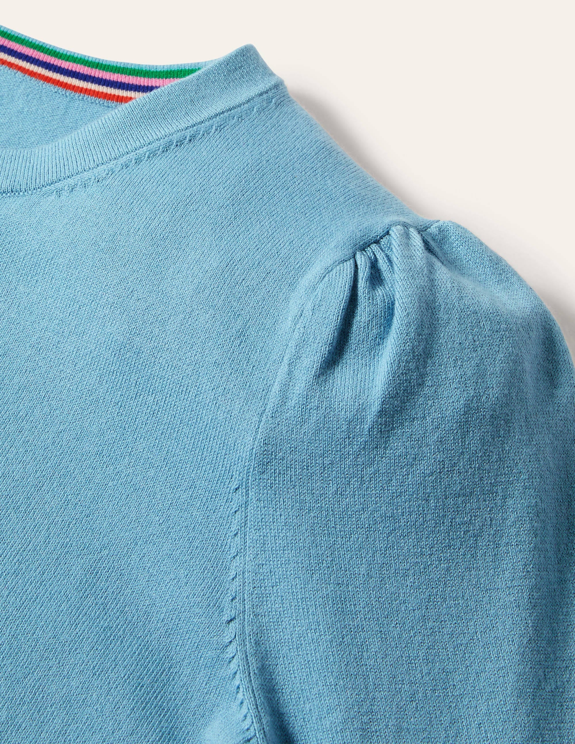 Cotton Crew Neck Jumper-Dusty Blue - Image 6