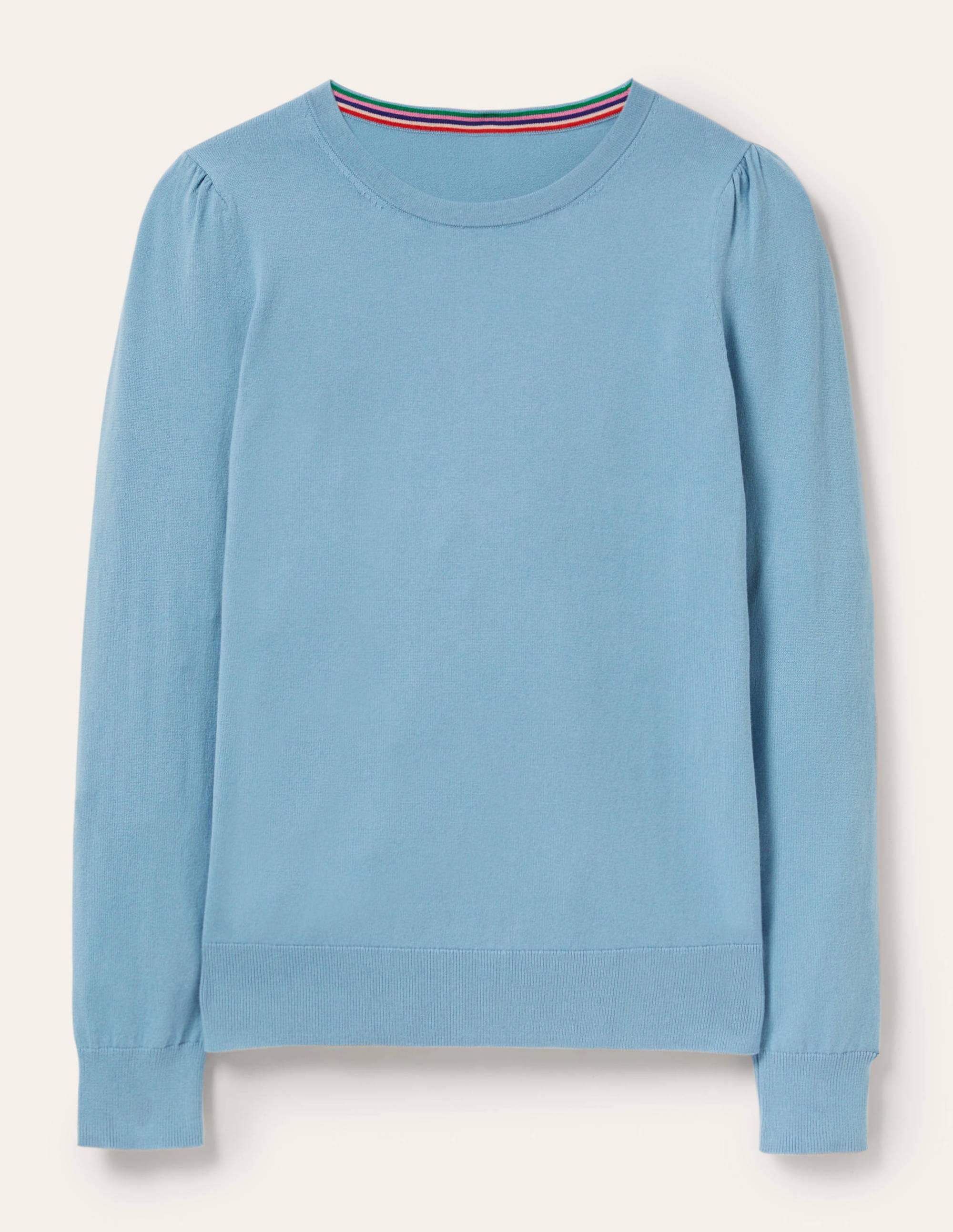 Cotton Crew Neck Jumper-Dusty Blue - Image 7