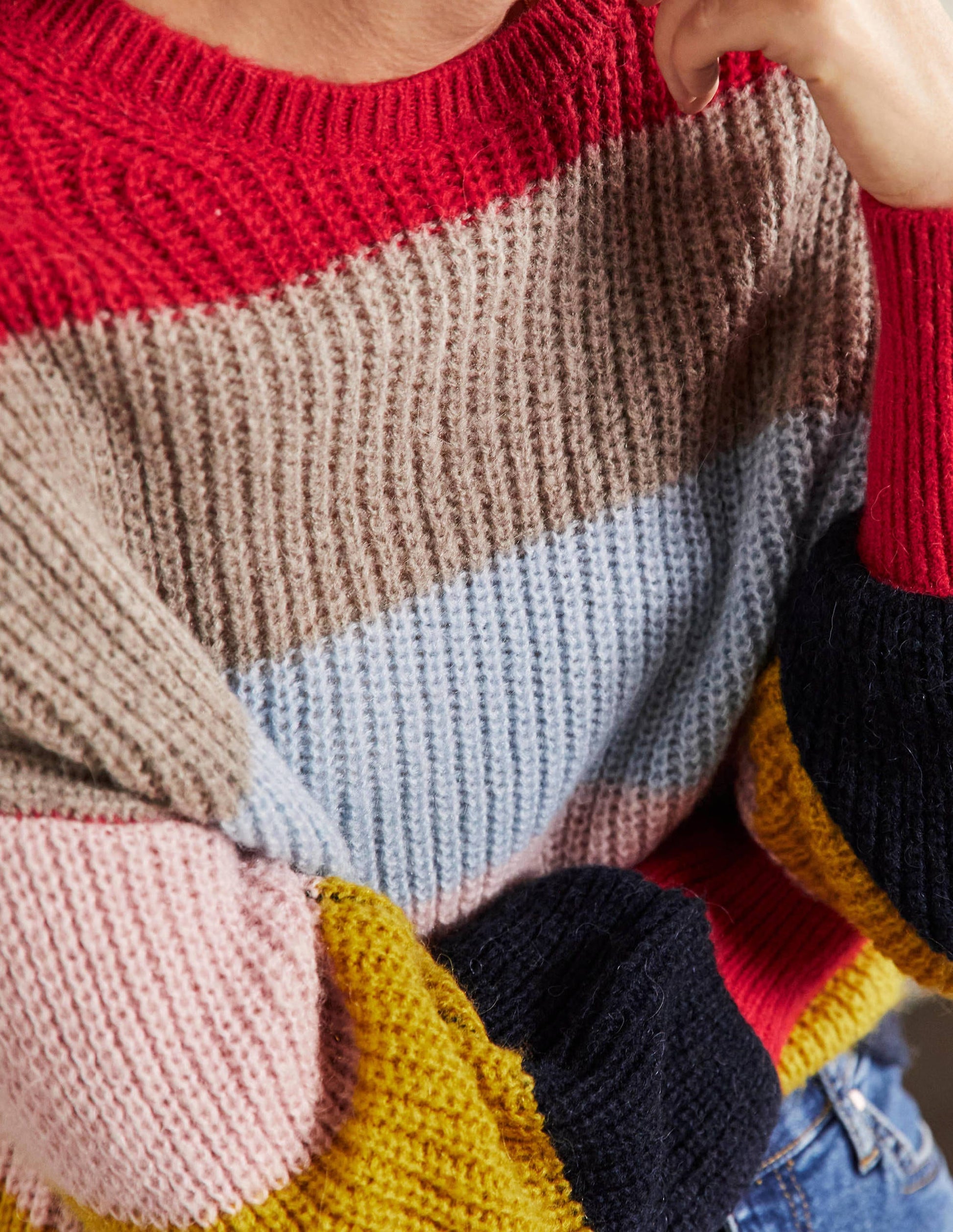 Blouson Cuff Fluffy Jumper-Fluffy Rainbow Multi Stripe-2