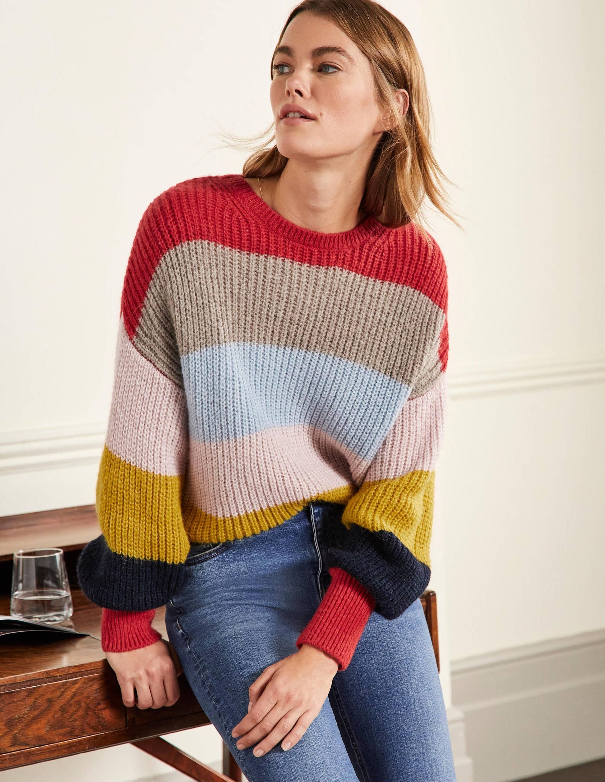Blouson Cuff Fluffy Jumper-Fluffy Rainbow Multi Stripe-4