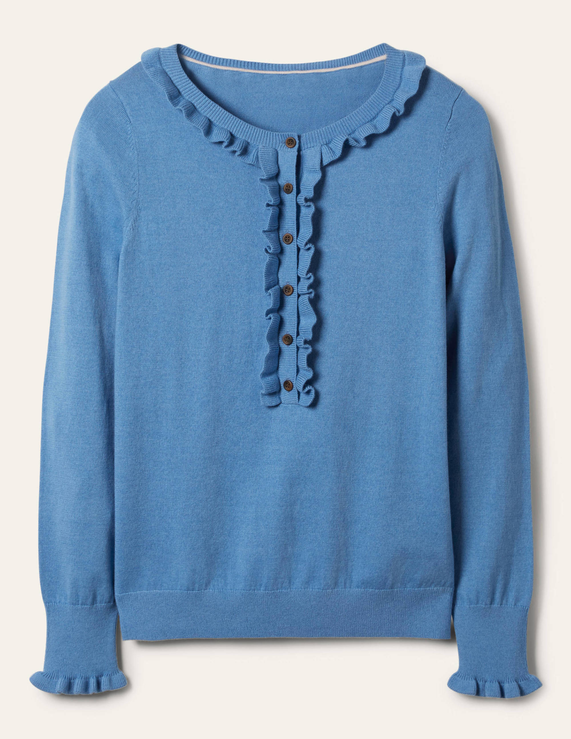Frill Detail Henley Jumper-Grape Hyacinth - Image 5