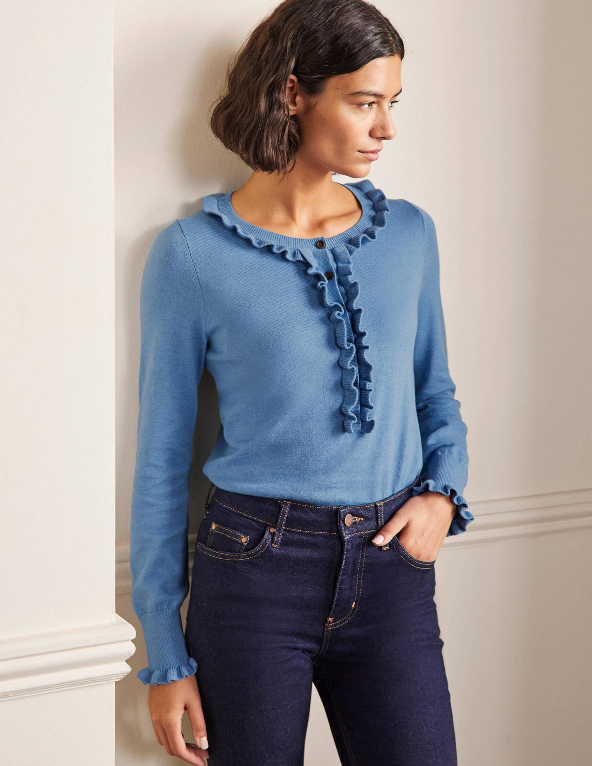 Frill Detail Henley Jumper-Grape Hyacinth-1
