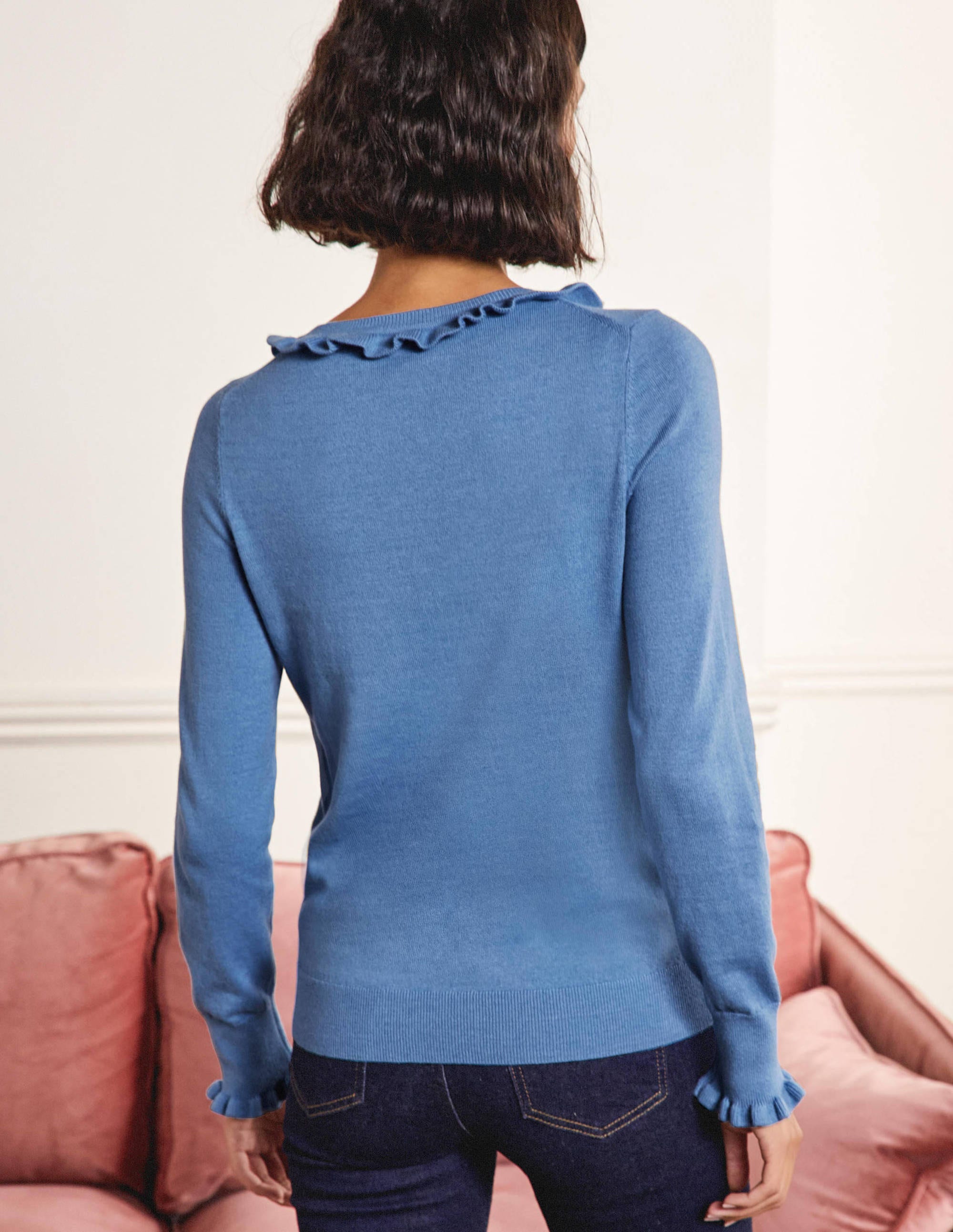 Frill Detail Henley Jumper-Grape Hyacinth - Image 3