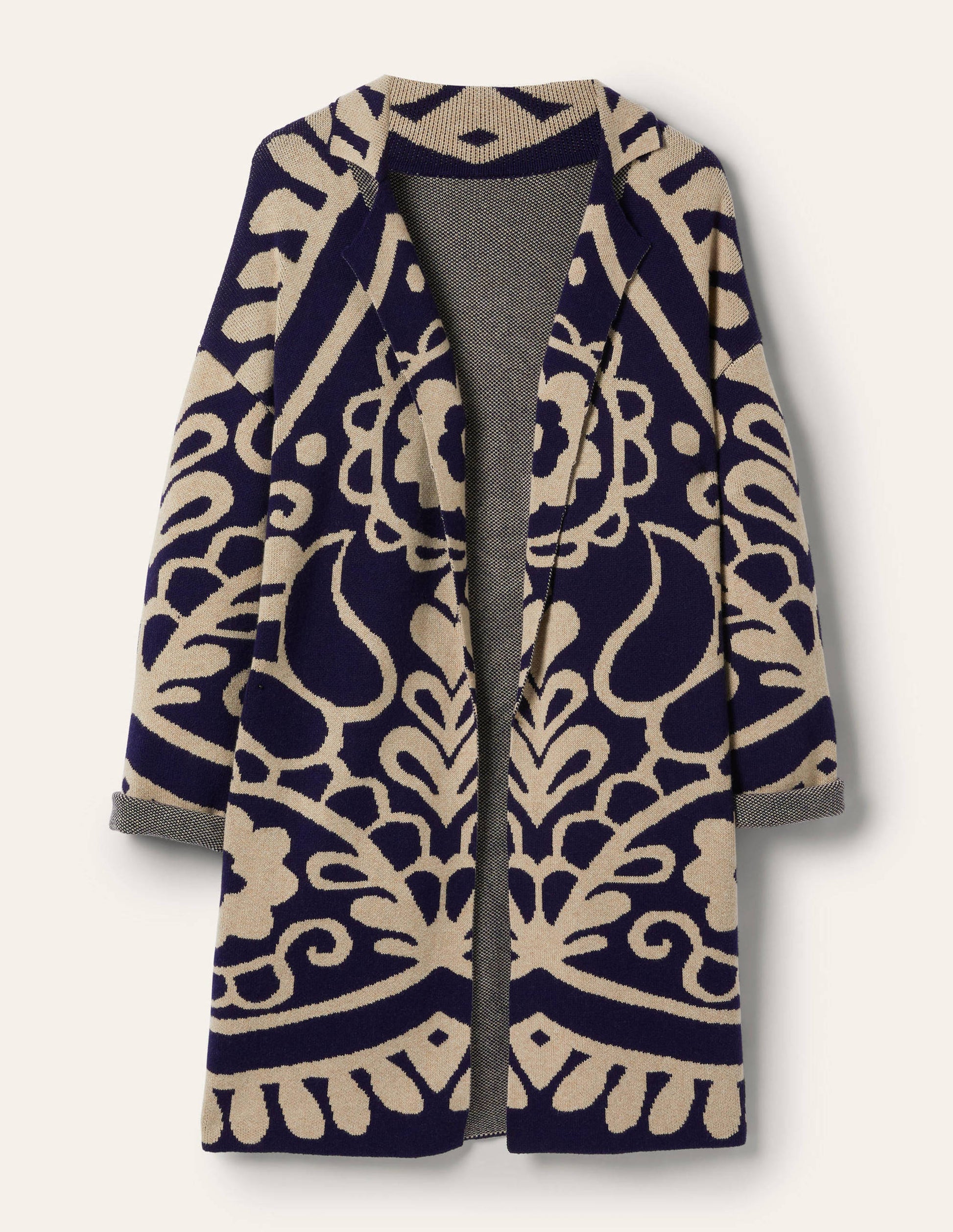 Longline Knitted Coatigan-Navy, Chinchilla Melange-5