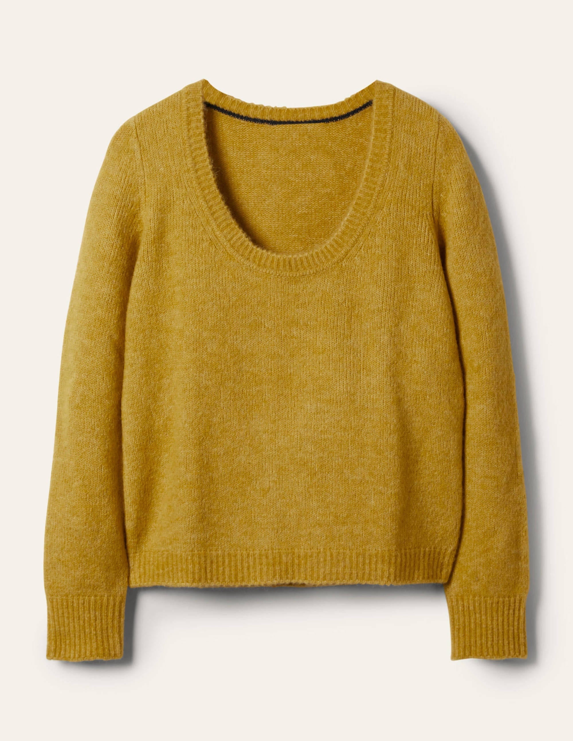 Scoop Neck Fluffy Jumper-Olive Oil - Image 5