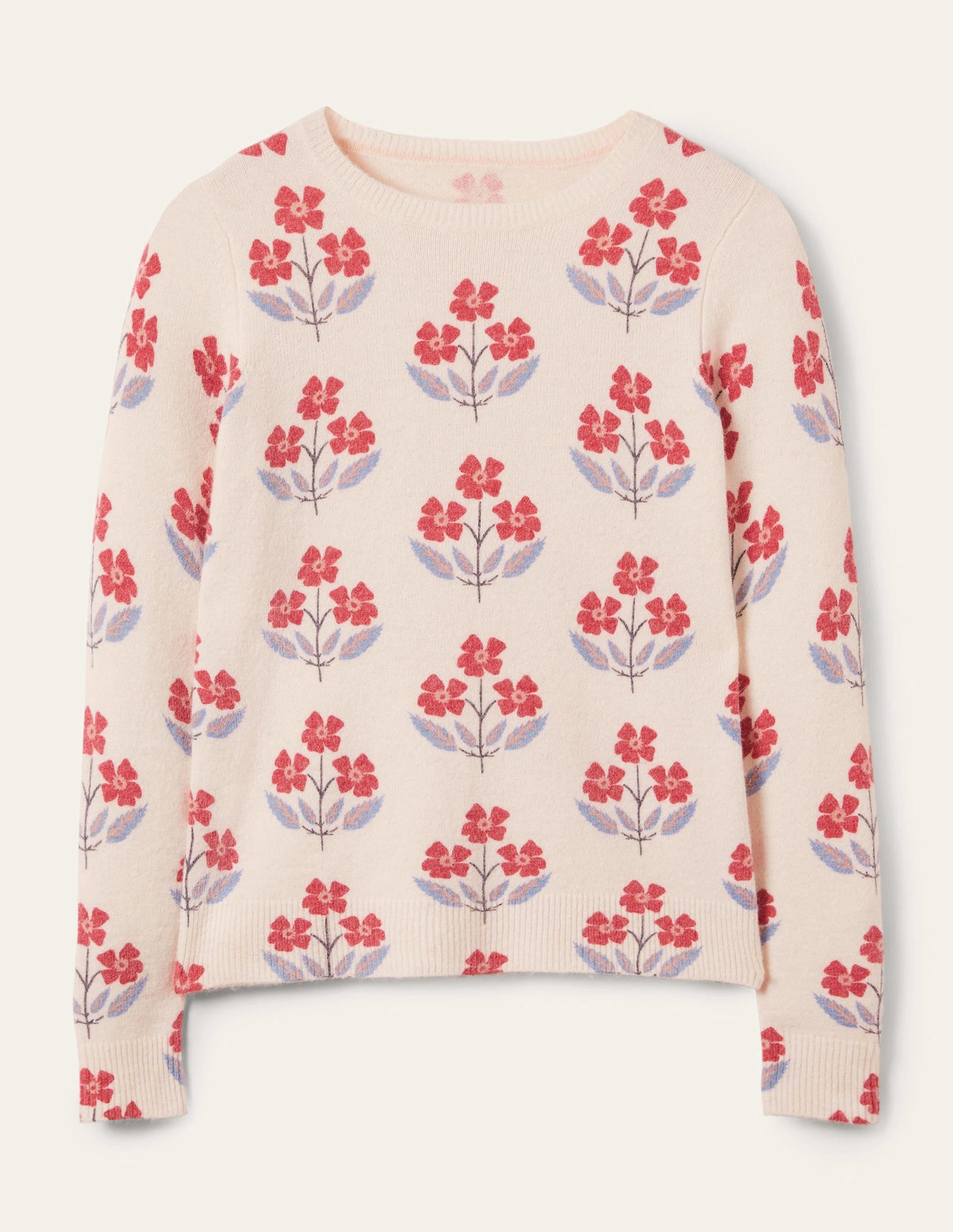 Printed Fluffy Jumper-Ivory, Blossoming Bud-6