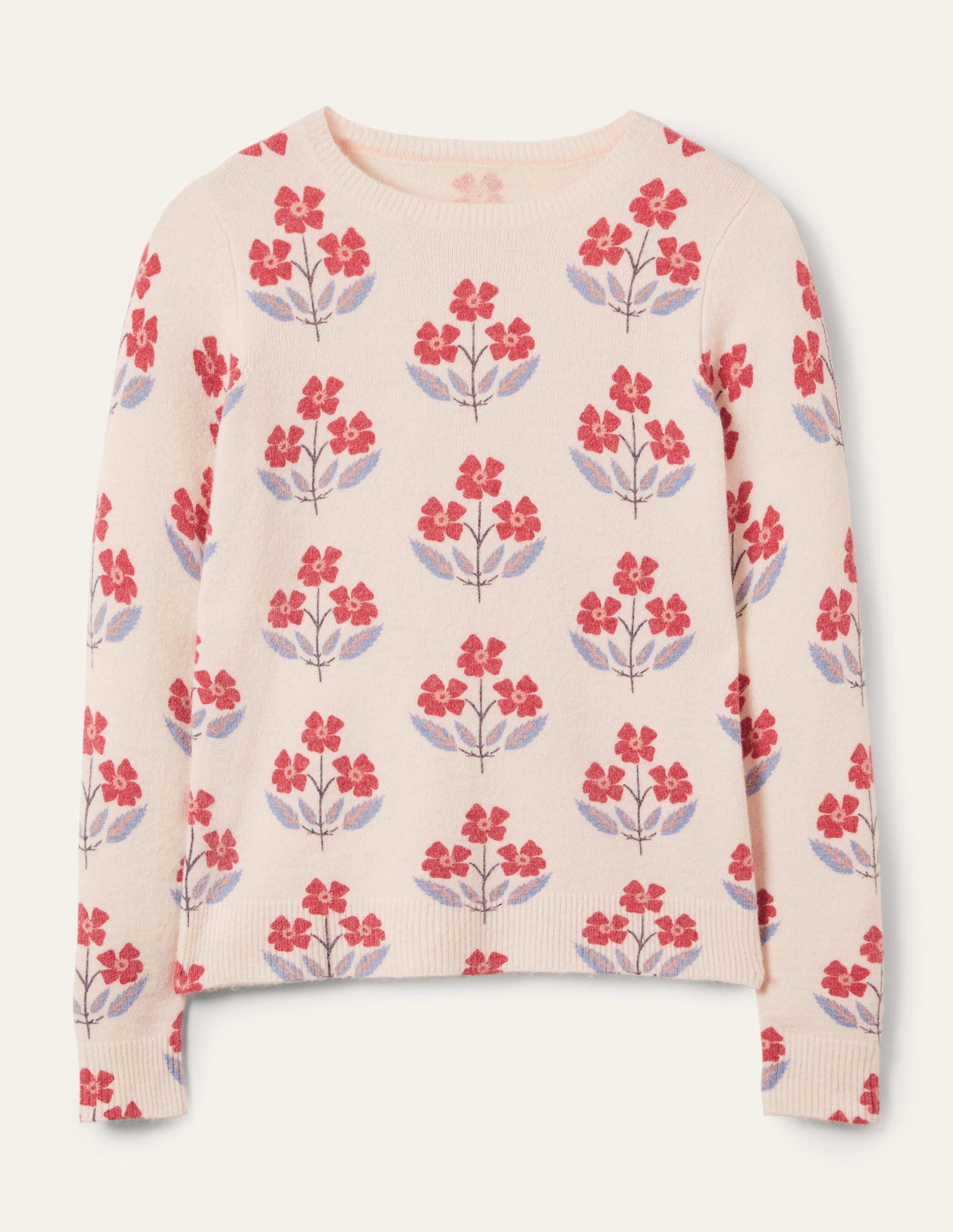 Printed Fluffy Jumper-Ivory, Blossoming Bud - Image 6