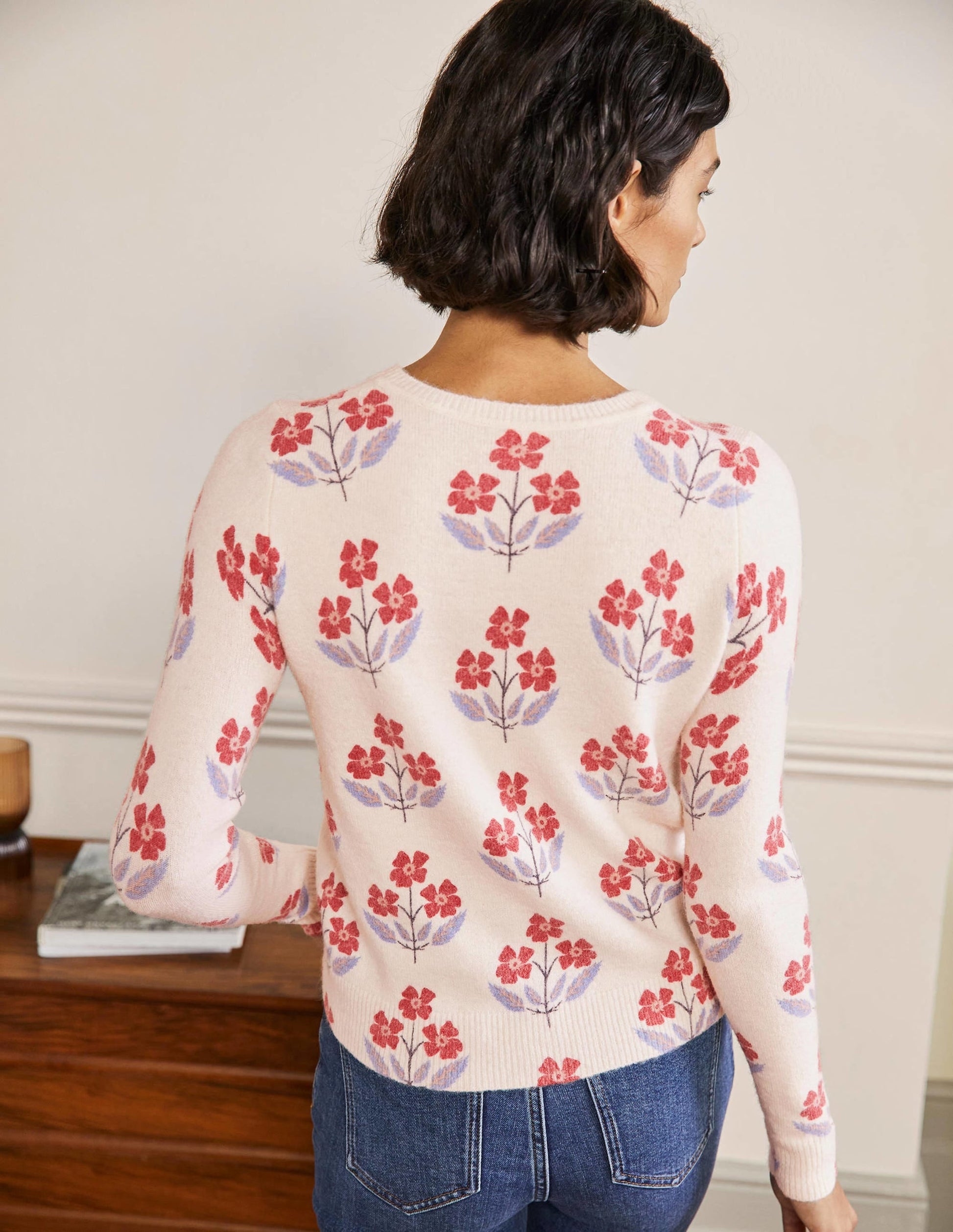 Printed Fluffy Jumper-Ivory, Blossoming Bud-3