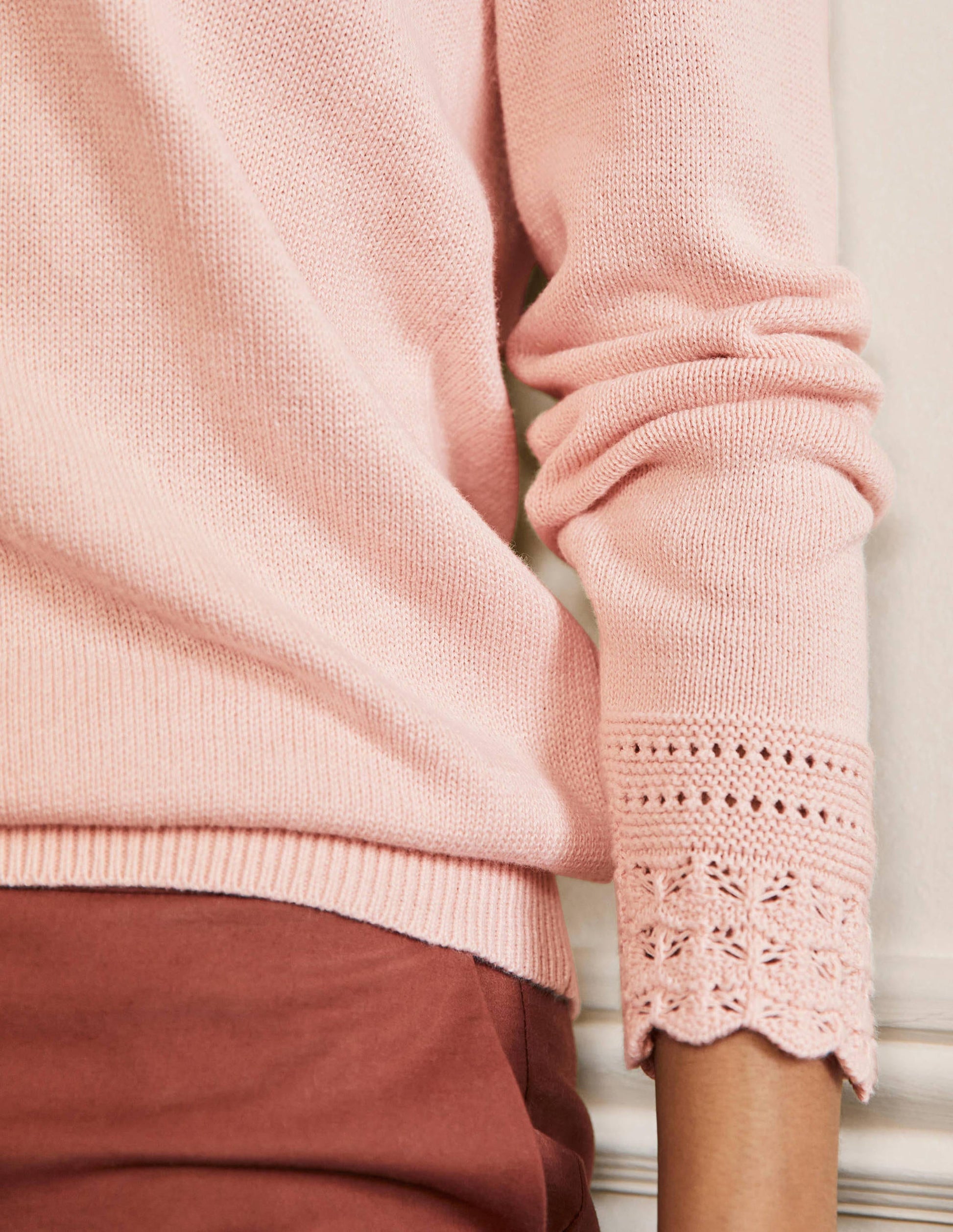 Scallop Crochet Trim Jumper-Milkshake-2
