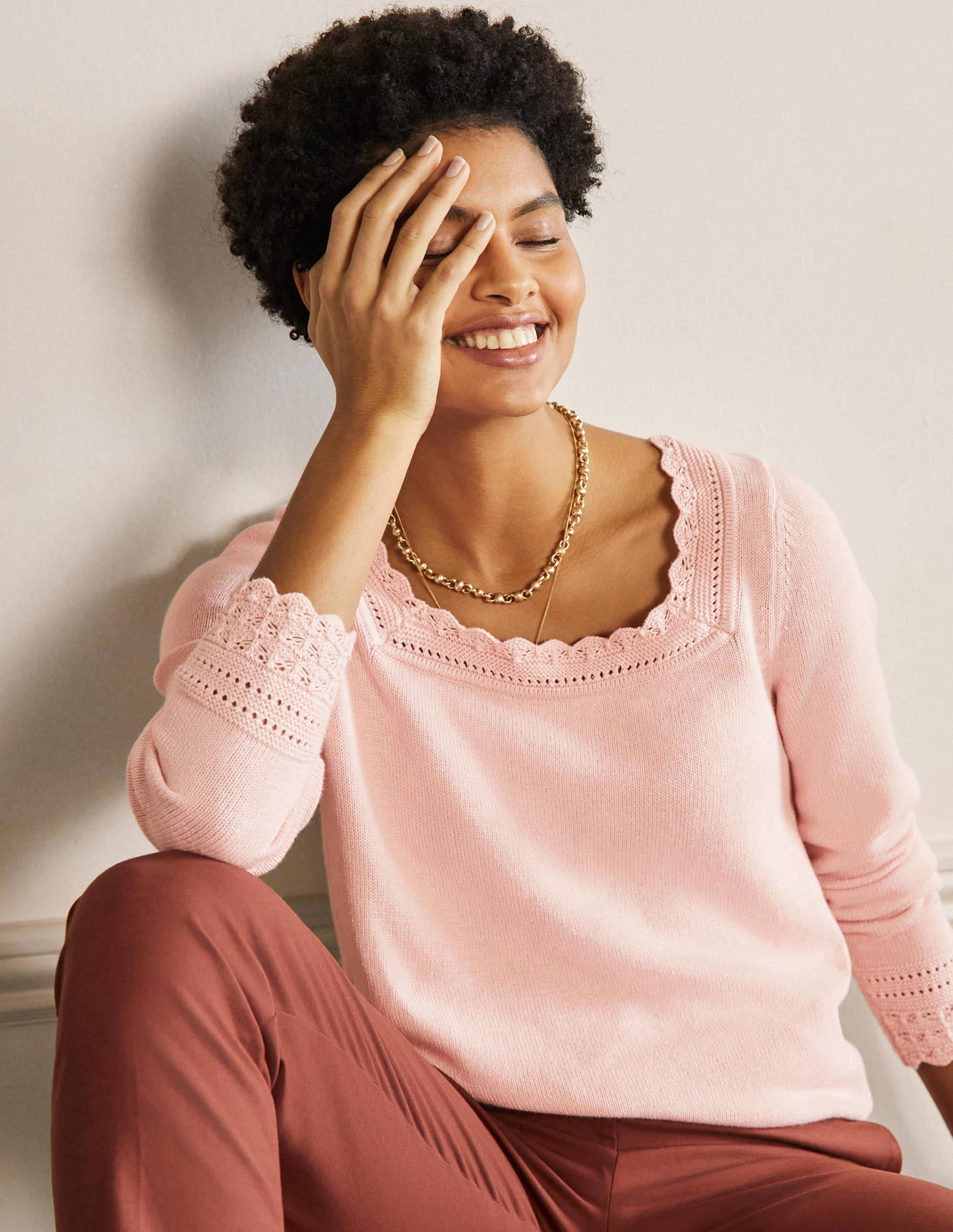 Scallop Crochet Trim Jumper-Milkshake-4