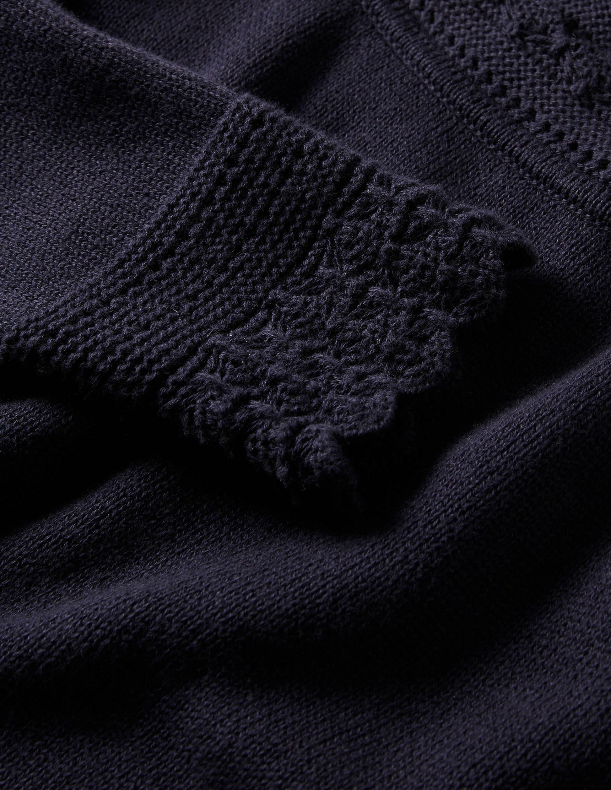 Scallop Crochet Trim Jumper-Navy-5