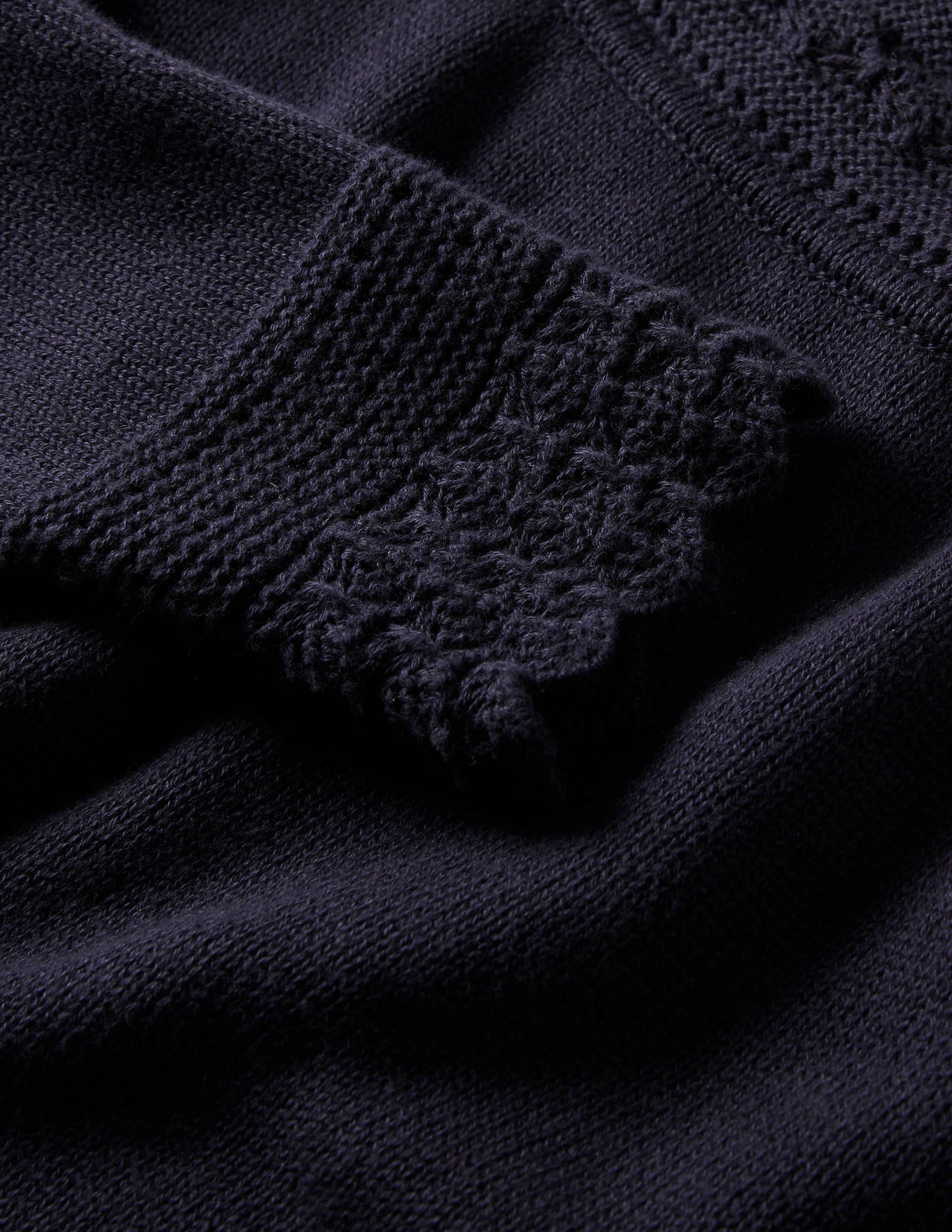 Scallop Crochet Trim Jumper-Navy - Image 5