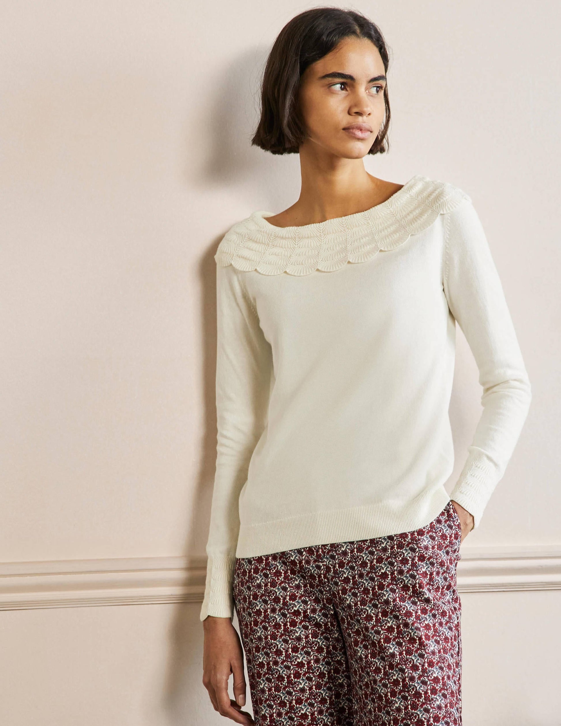 Tie Back Collar Jumper-Ivory-4