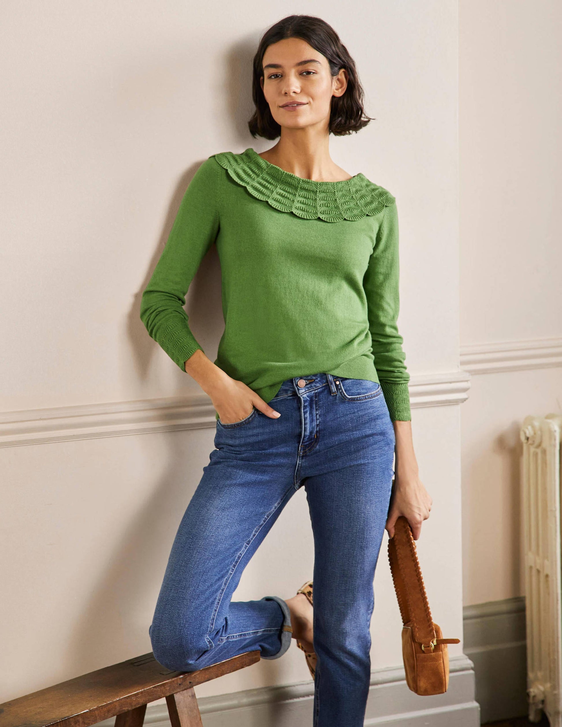 Tie Back Collar Jumper-English Ivy-1