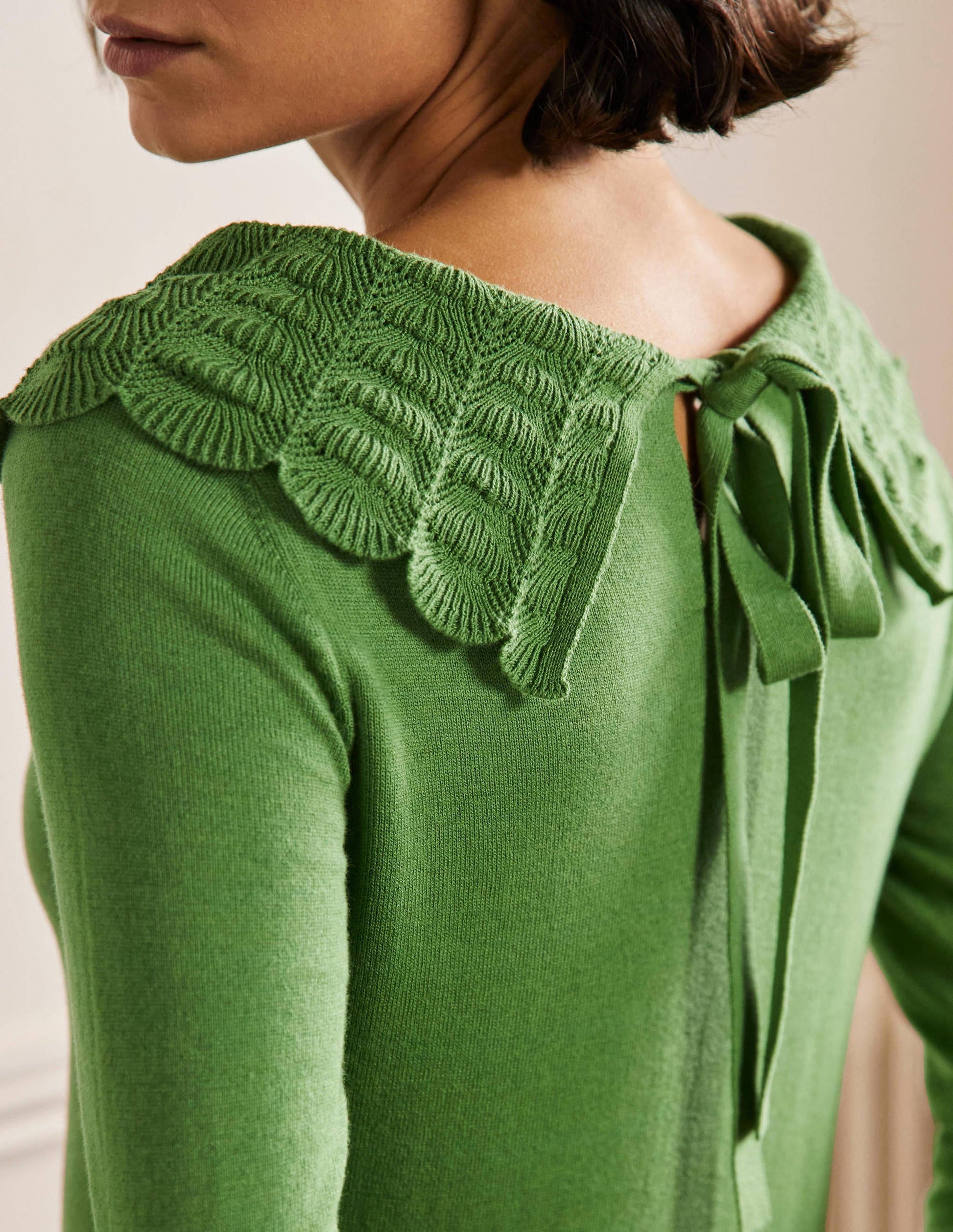 Tie Back Collar Jumper-English Ivy-2