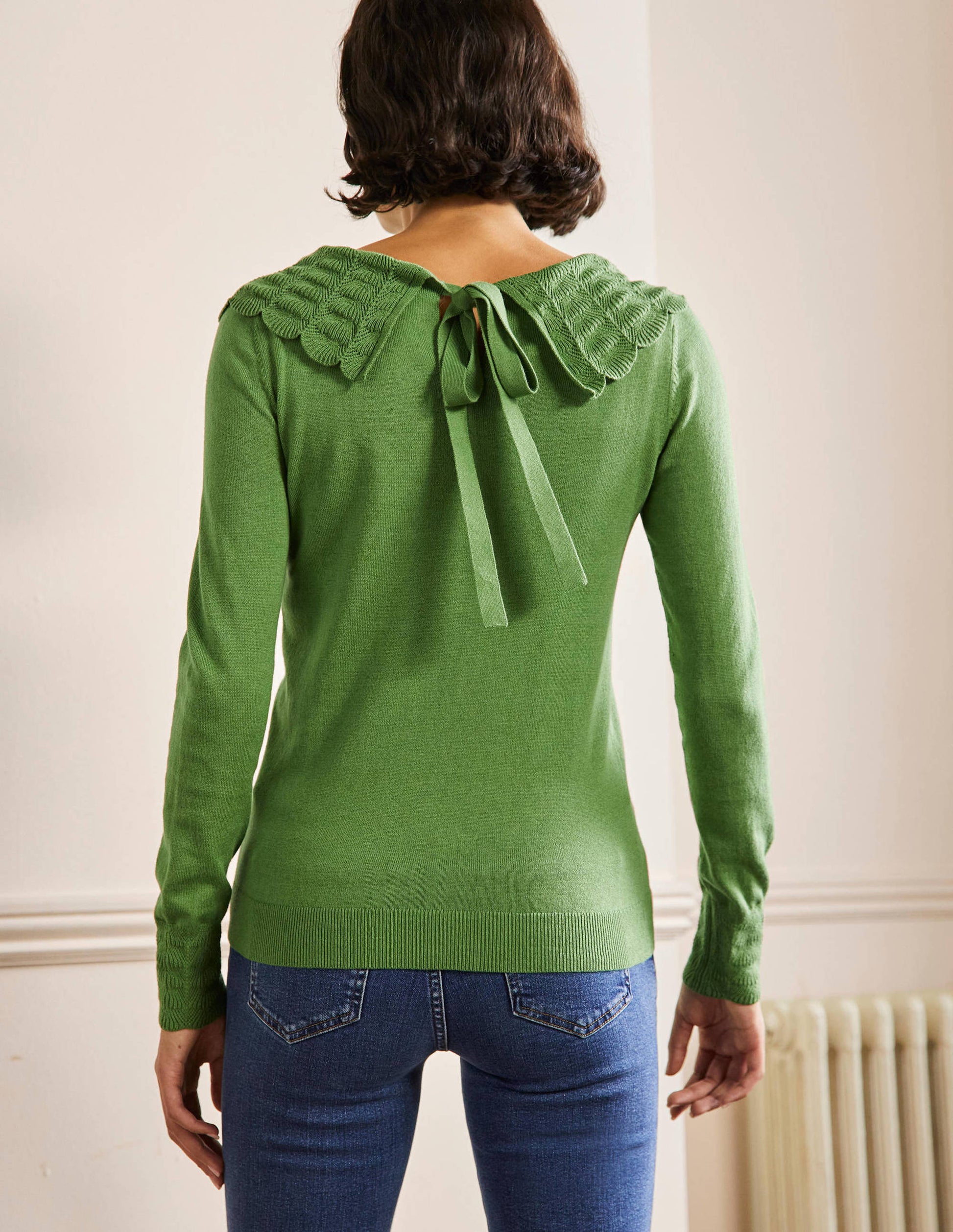 Tie Back Collar Jumper-English Ivy-3