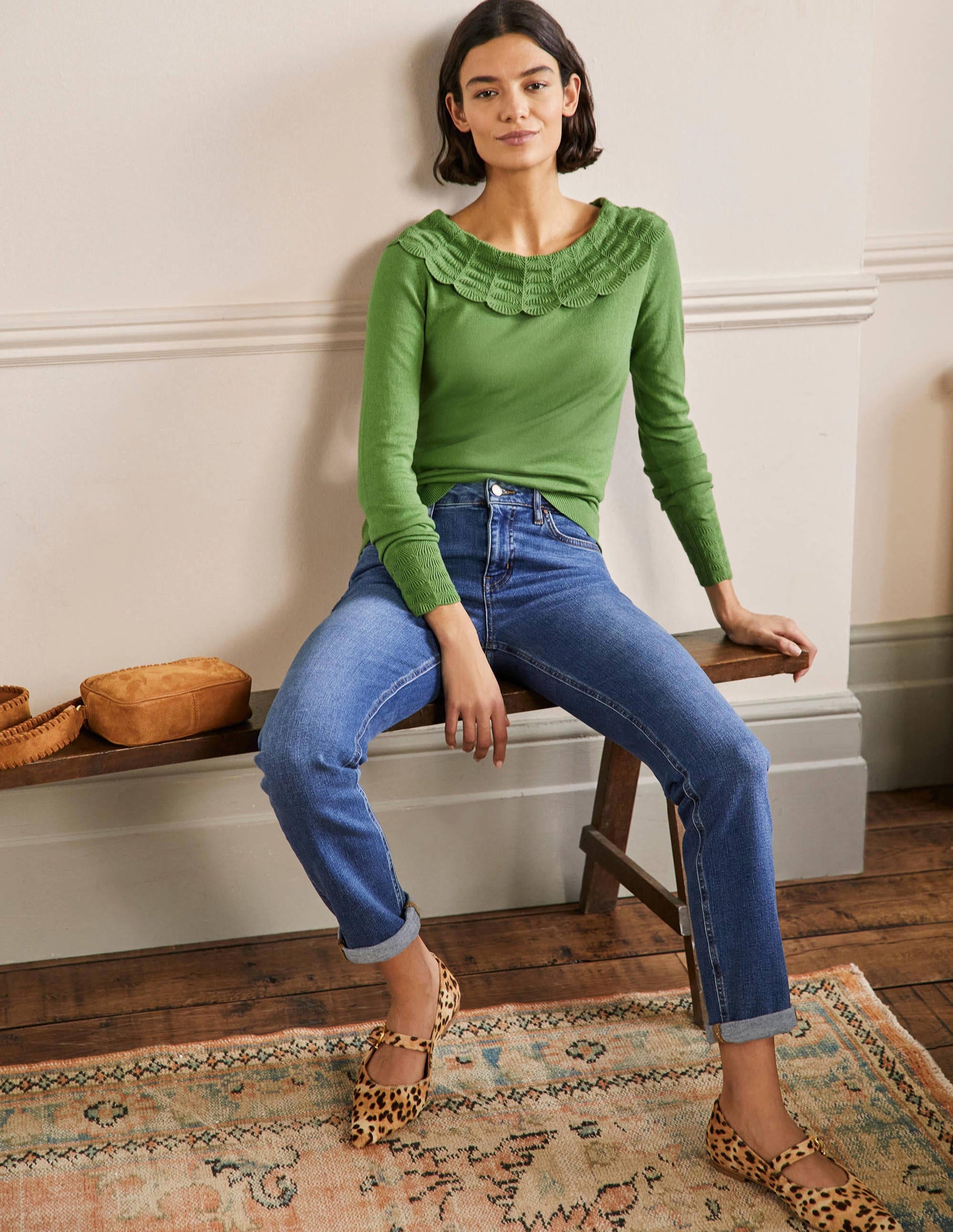 Tie Back Collar Jumper-English Ivy-4