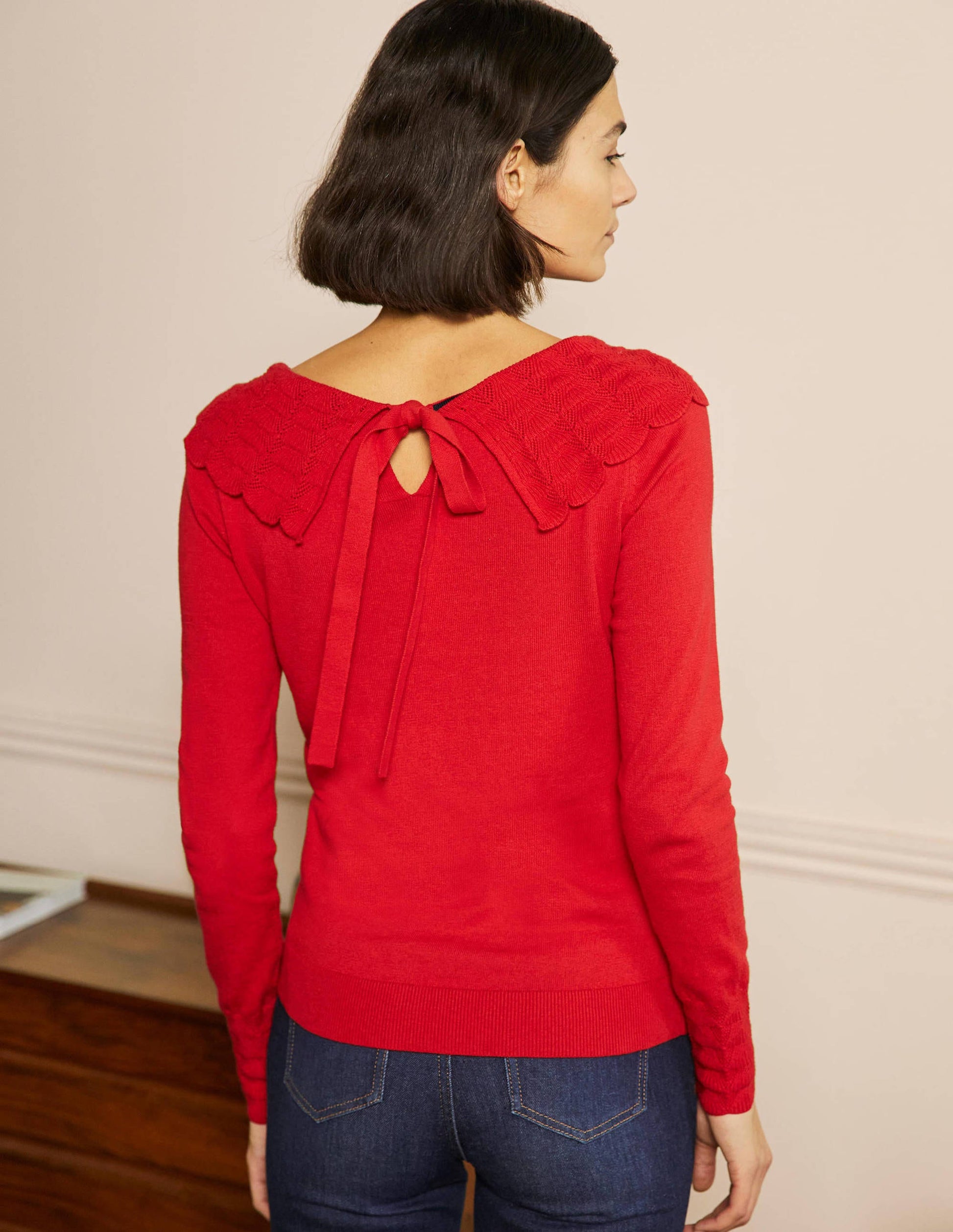 Tie Back Collar Jumper-Red-3
