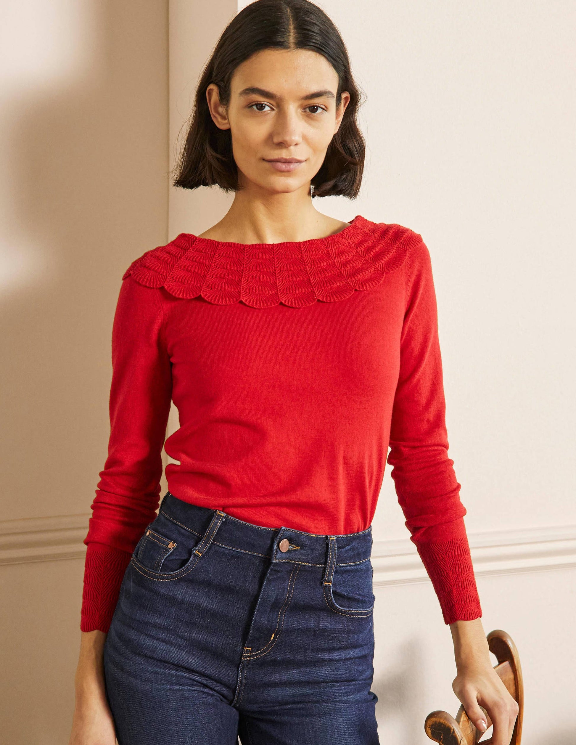 Tie Back Collar Jumper-Red-4