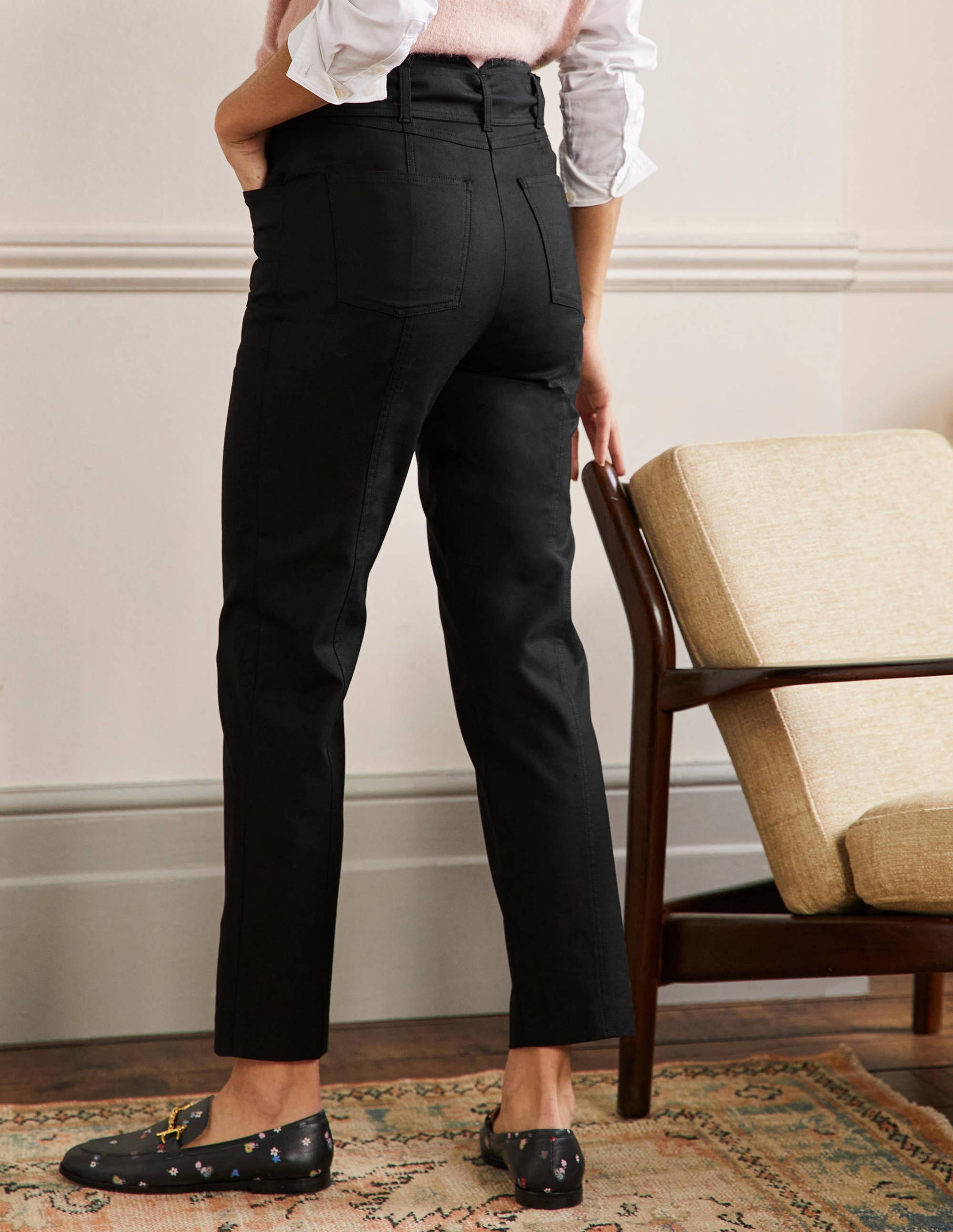 Tailored Tie Waist Trouser-Black - Image 3