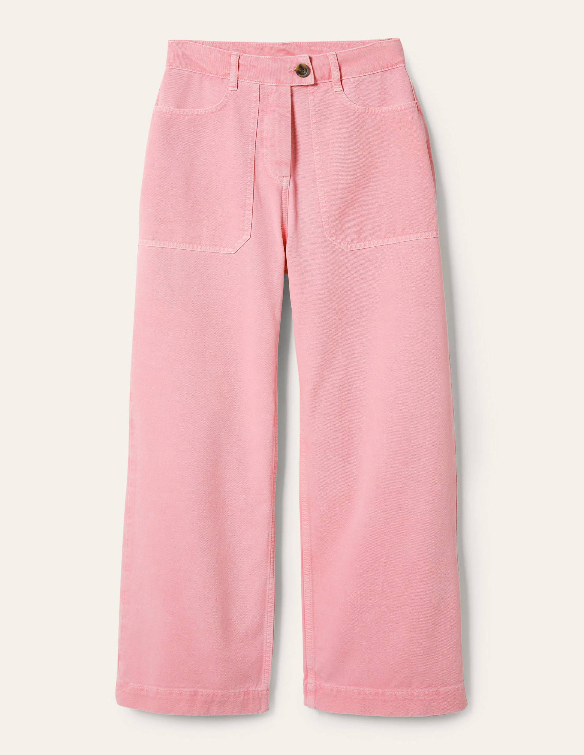 Wide Leg Cotton Twill Trousers-Cameo Pink-5