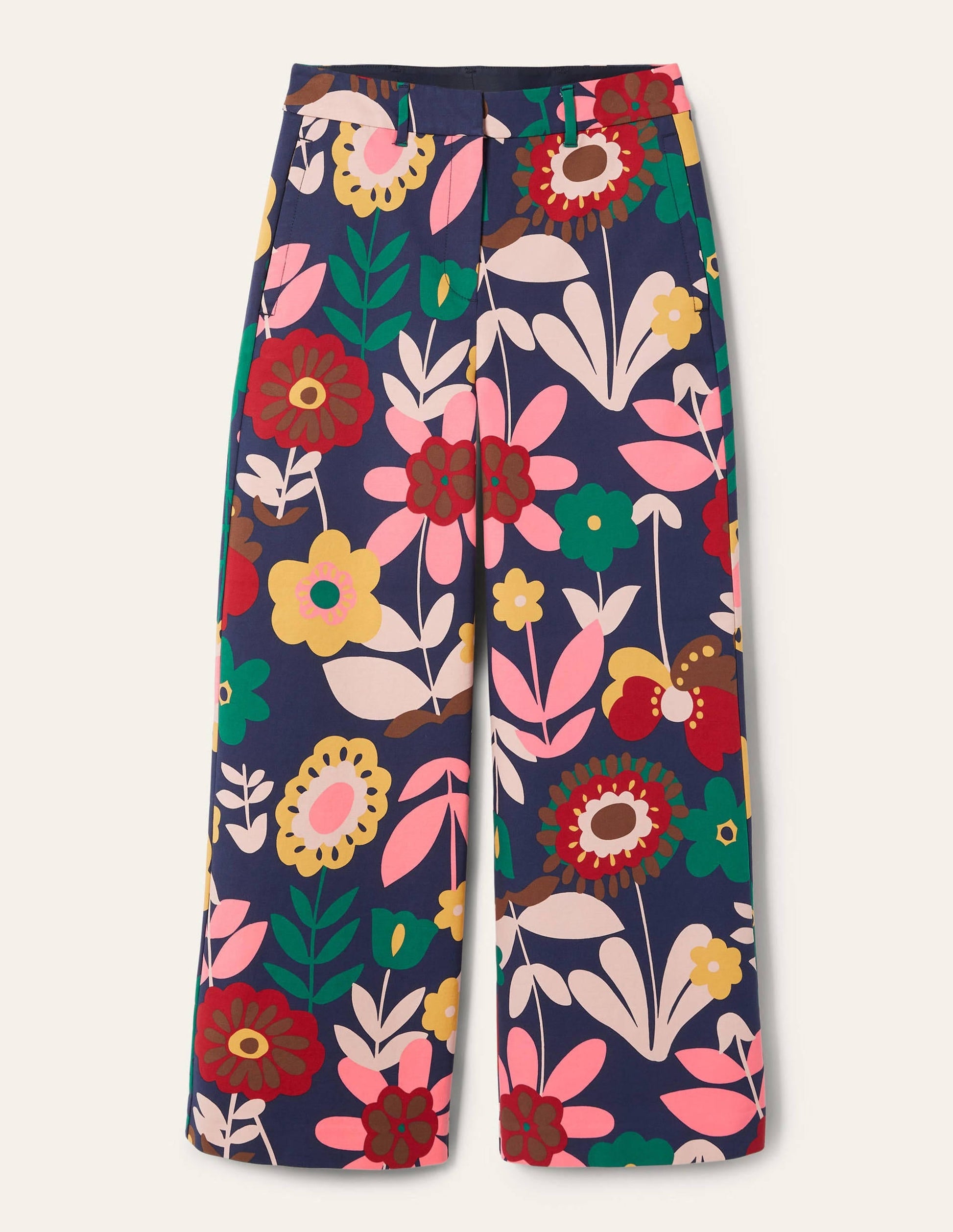 High Waisted Richmond Trousers-French Navy, Flora Bloom-5