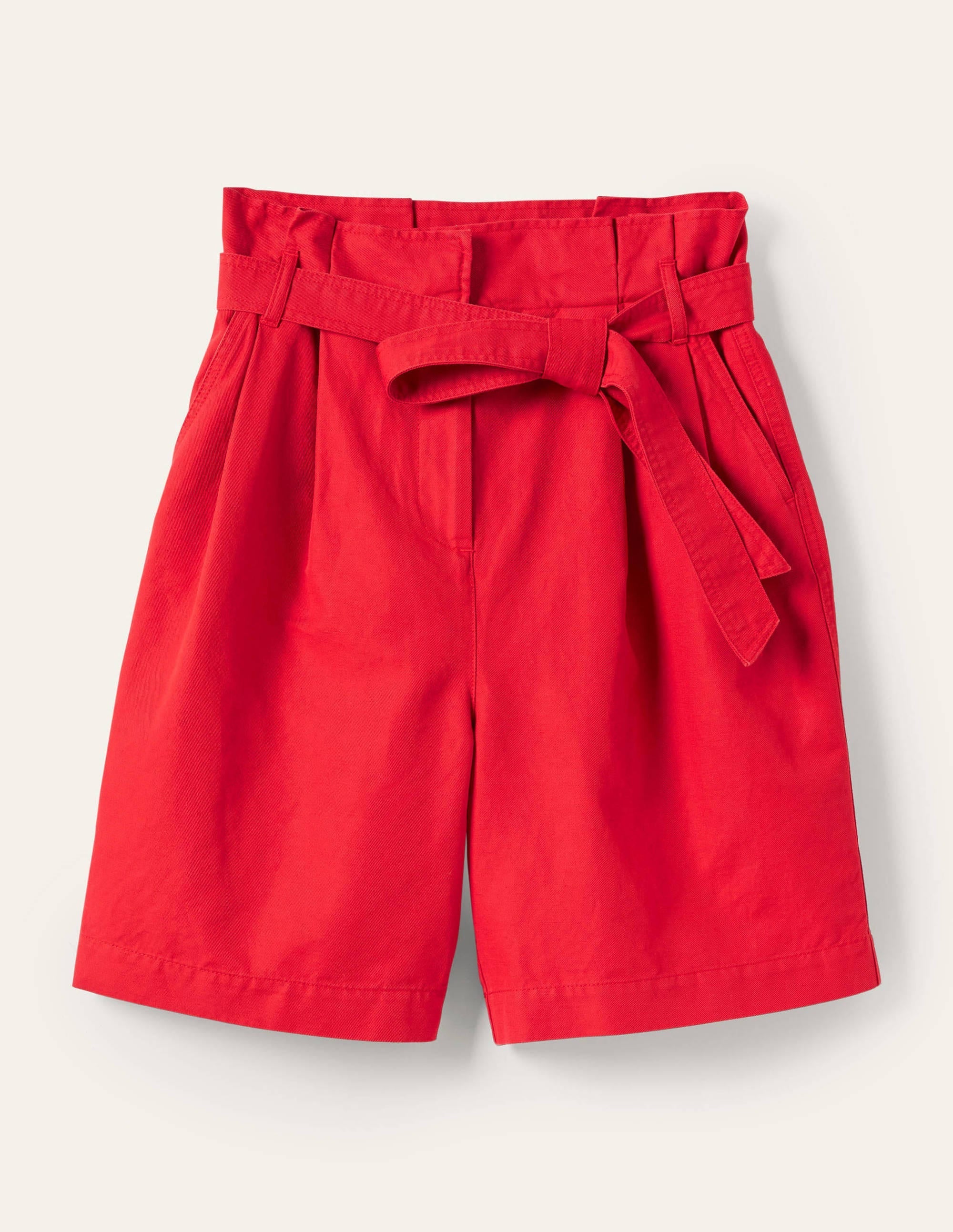 Paperbag High Waisted Shorts-Red - Image 5