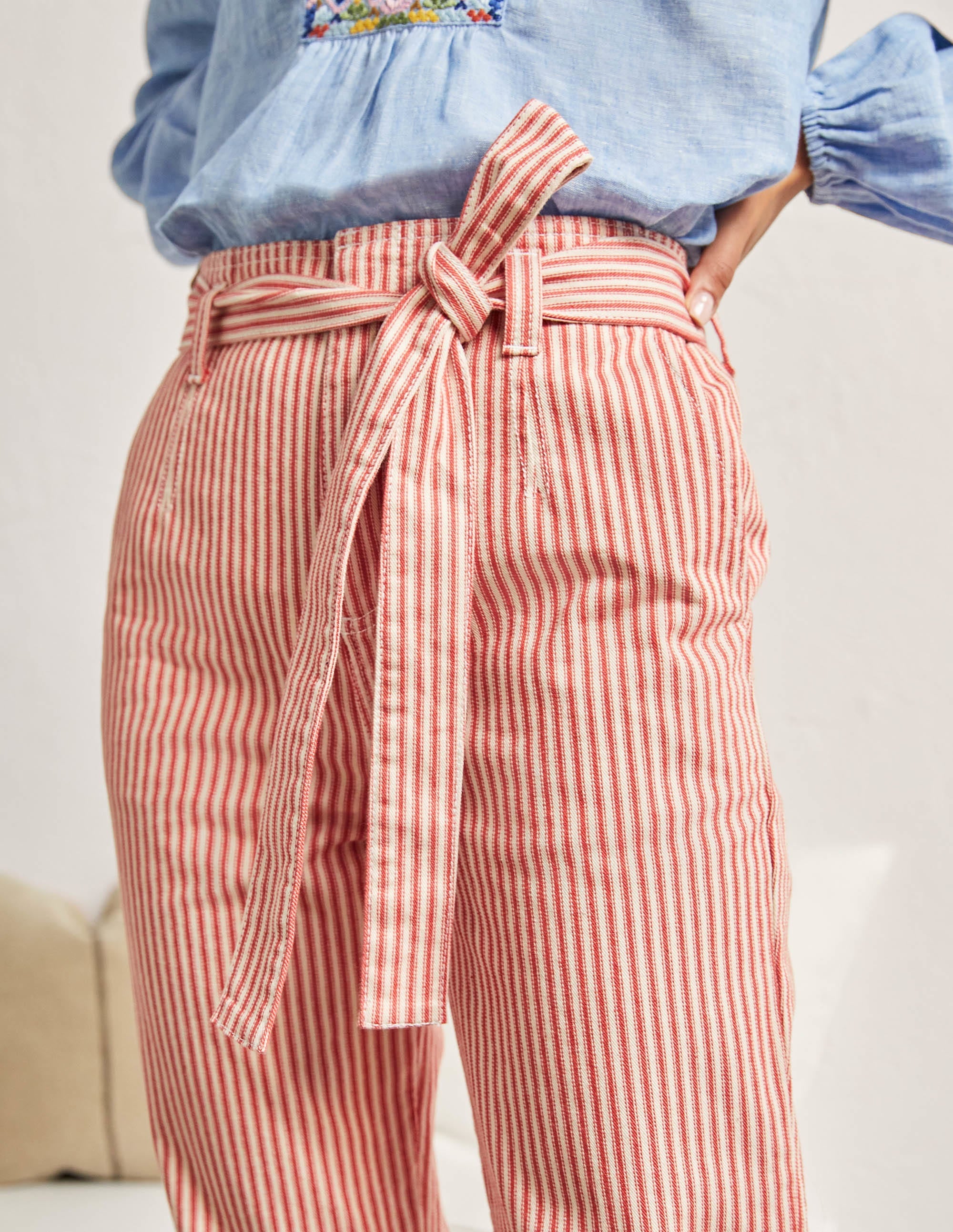 Tie Waist Jeans-Red Ticking Stripe - Image 2