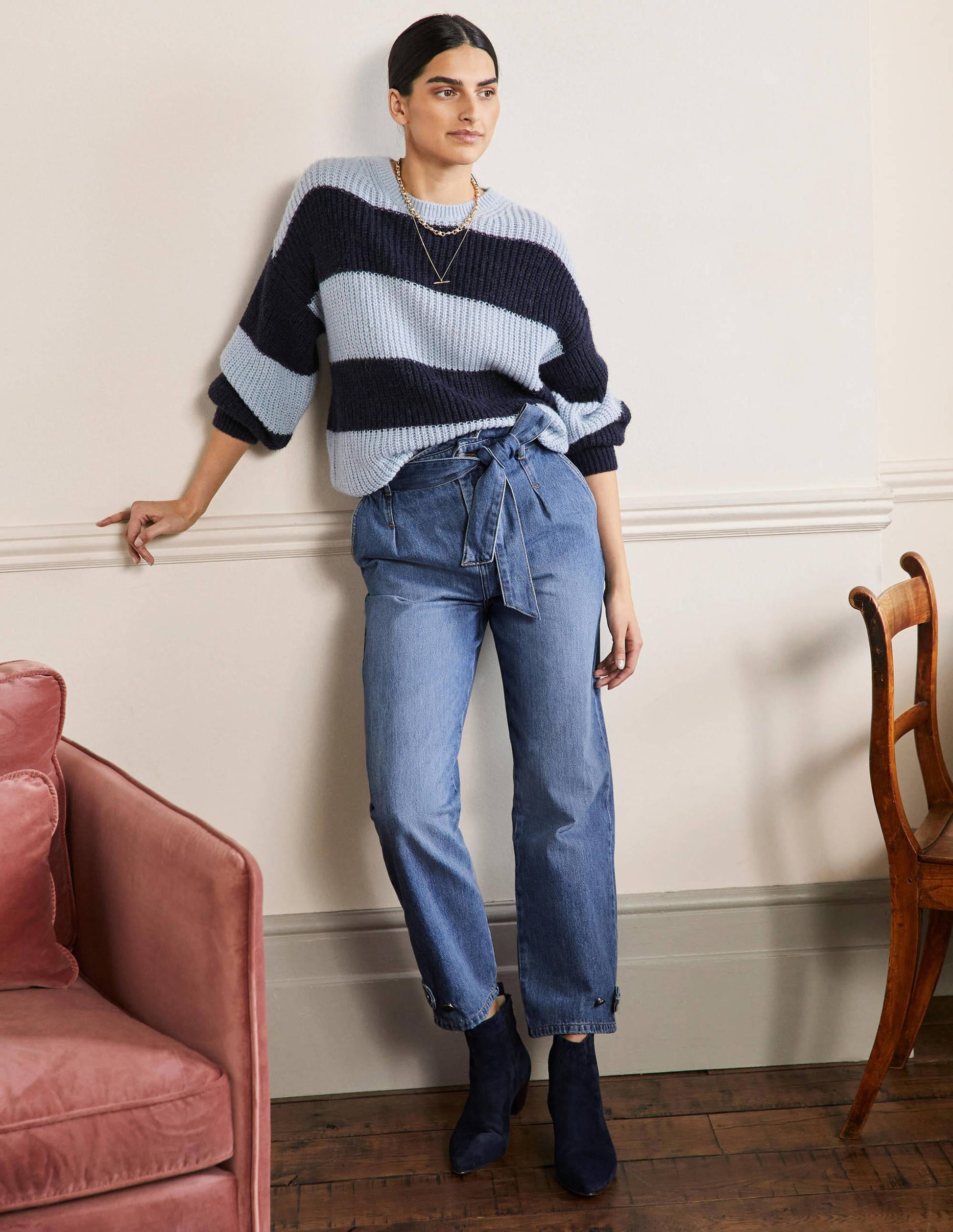 Cuffed Hem Jeans-Mid Vintage-1