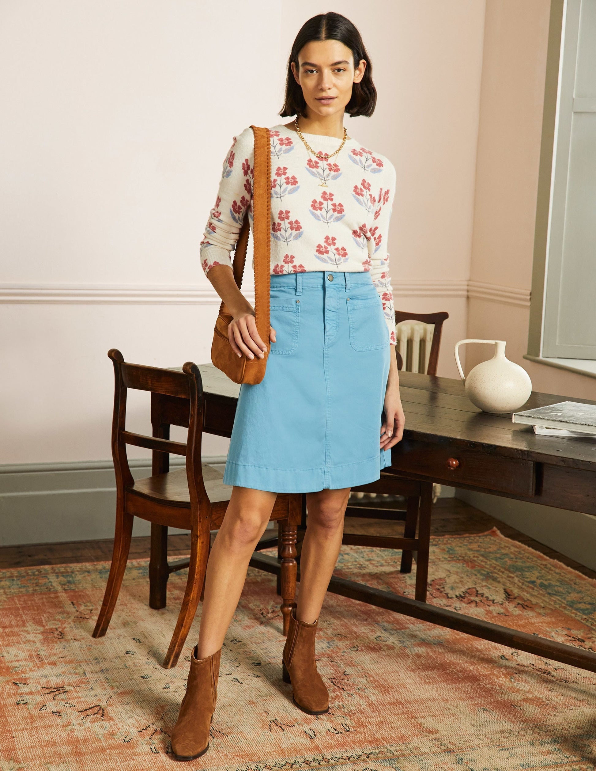Patch Pocket Skirt-Mountain Spring Blue-1