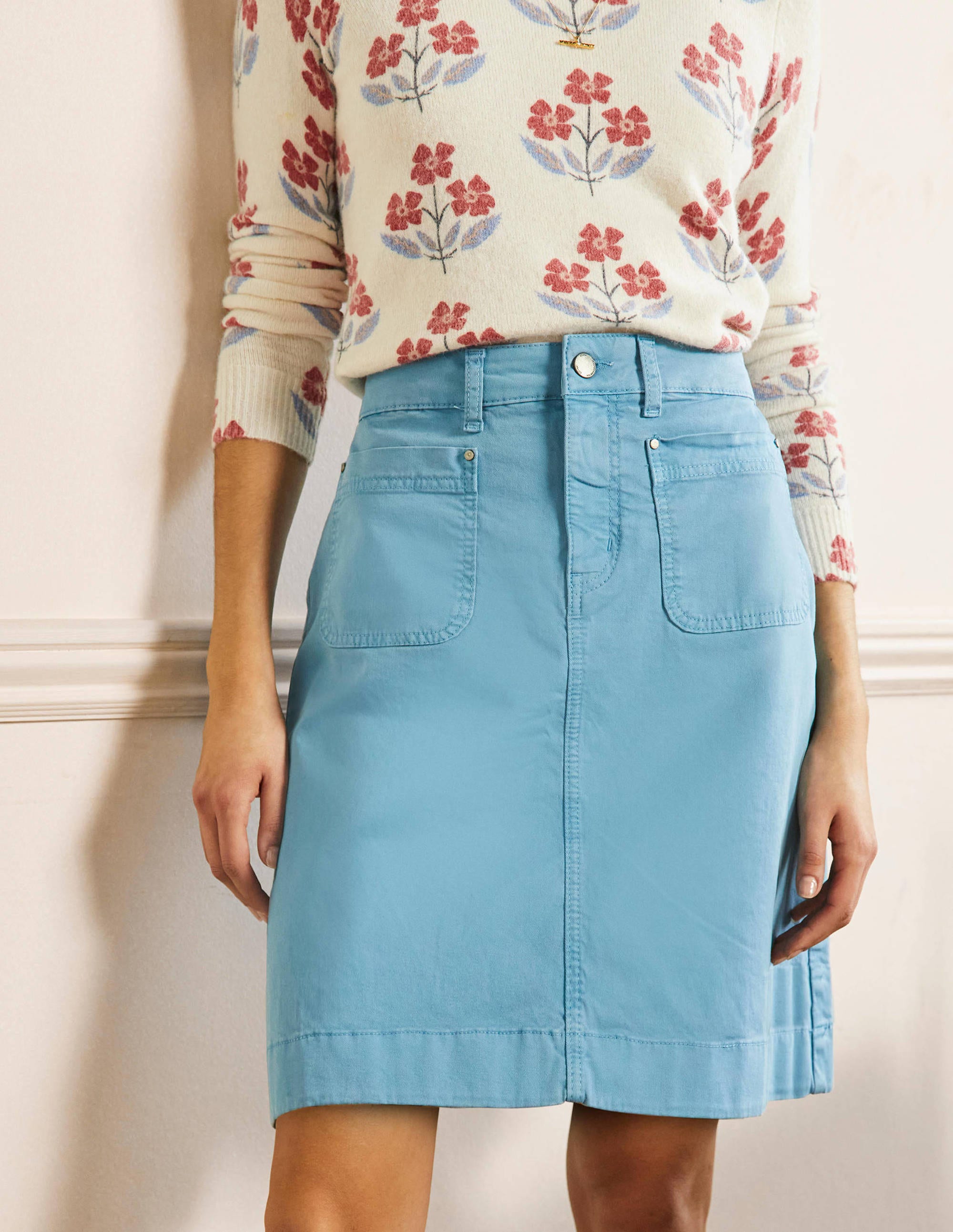 Patch Pocket Skirt-Mountain Spring Blue - Image 4