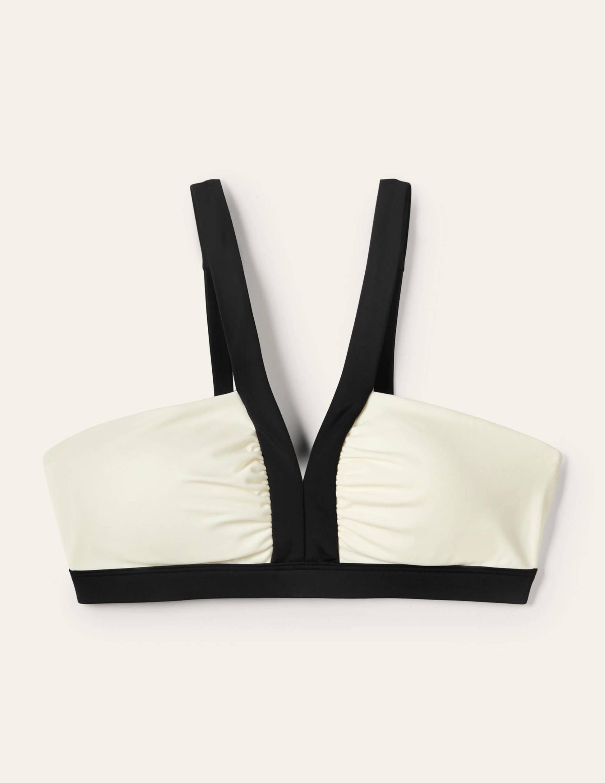 Corsica V-neck Bikini Top-Ivory Colourblock-5