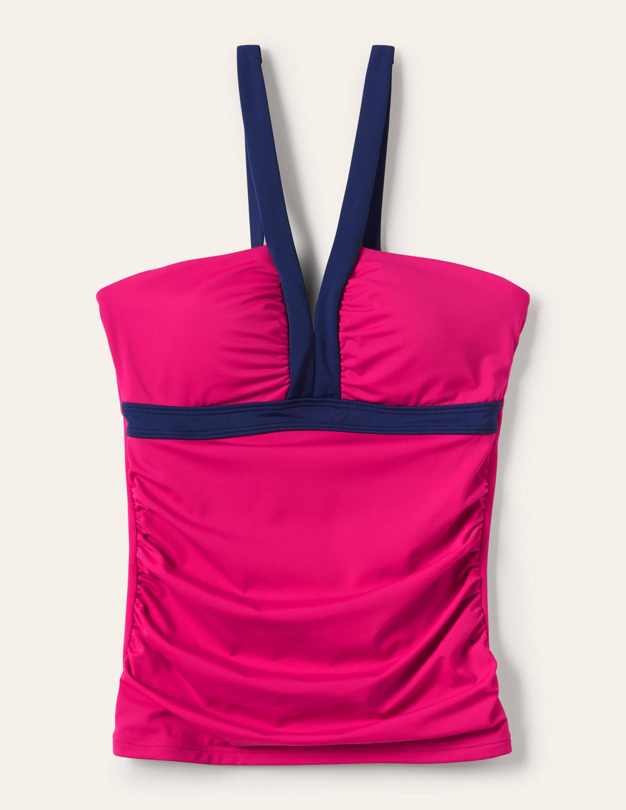 Corsica V-neck Tankini Top-Cherry Pink Colourblock - Image 6