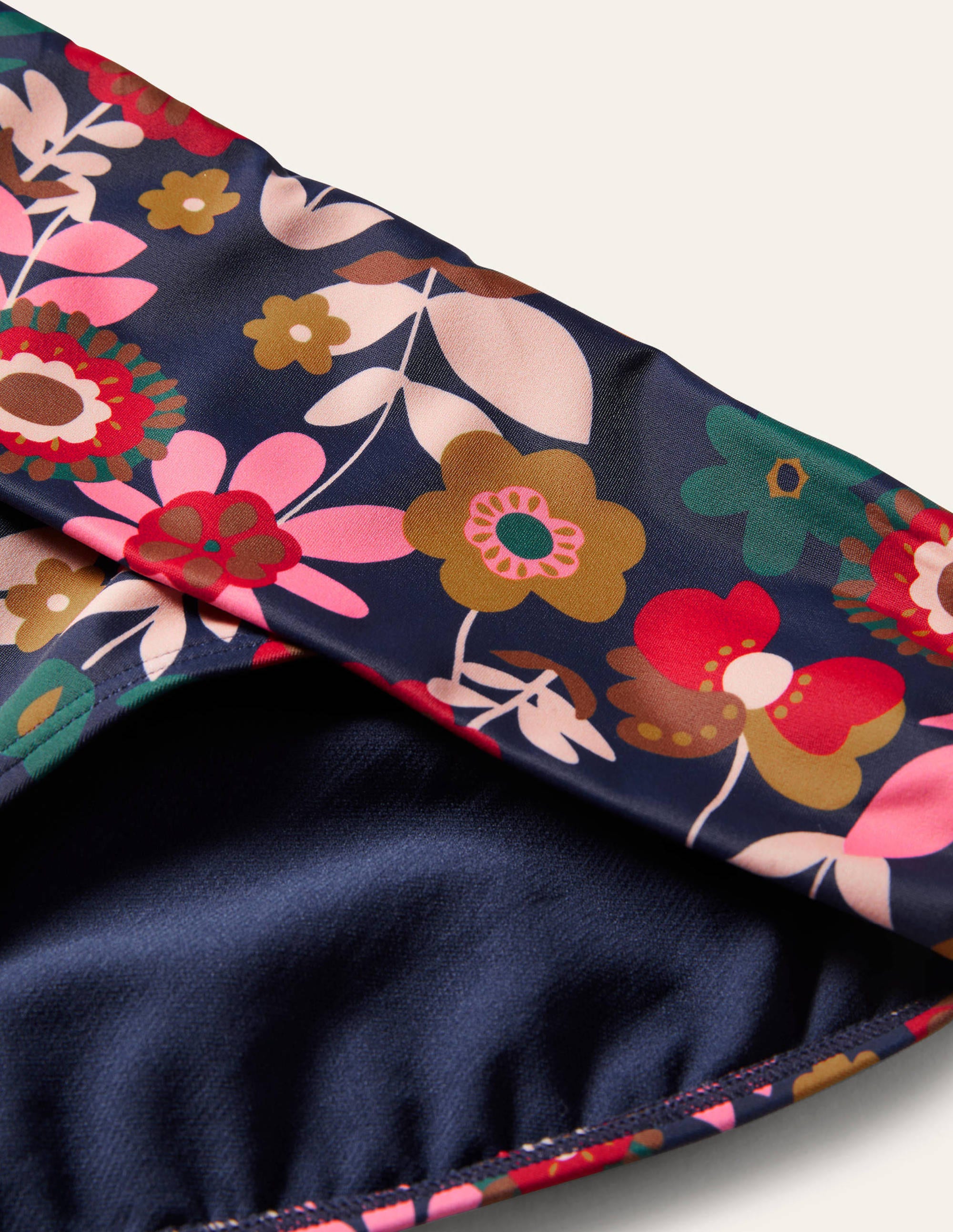Levanzo Fold Bikini Bottoms-French Navy, Flora Bloom - Image 6