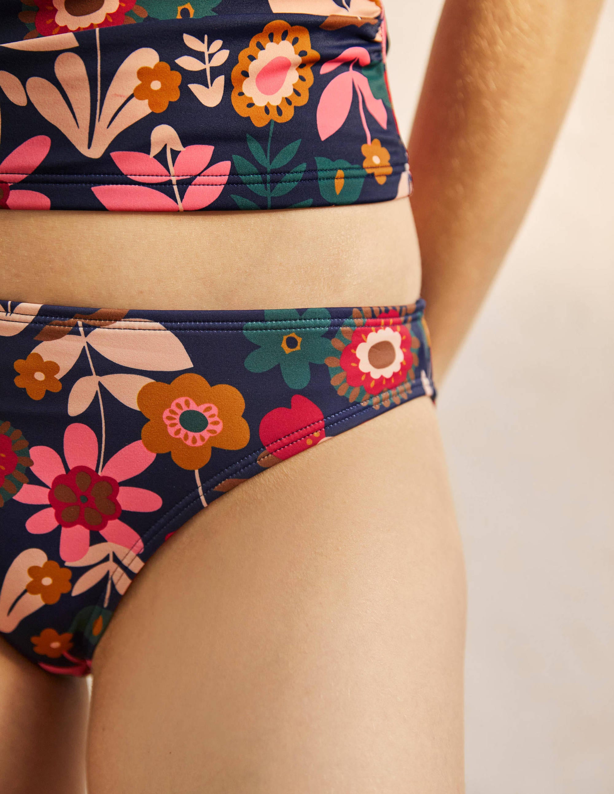 Classic Bikini Bottoms-French Navy, Flora Bloom - Image 2